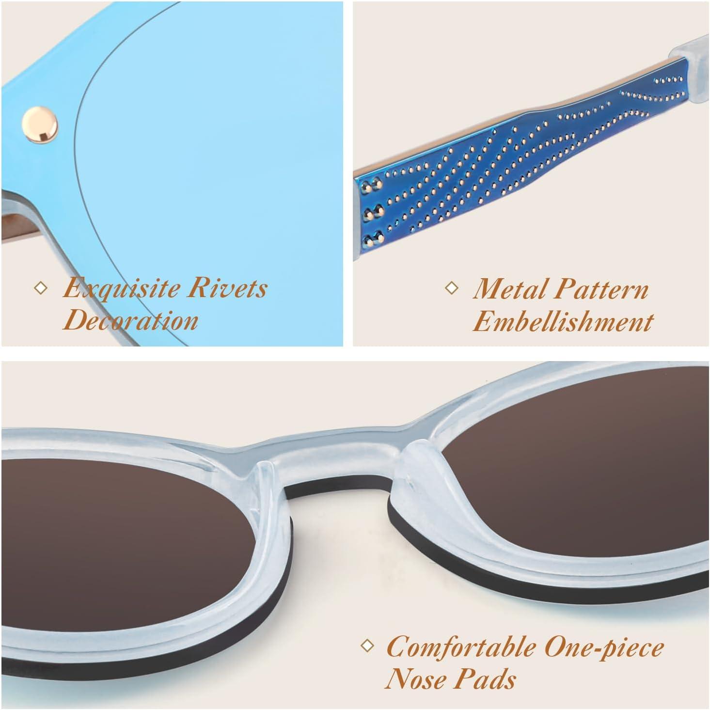 imageGQUEEN Lunettes de Soleil Femme La Mode Rtro UV4001 Bleu Bleu