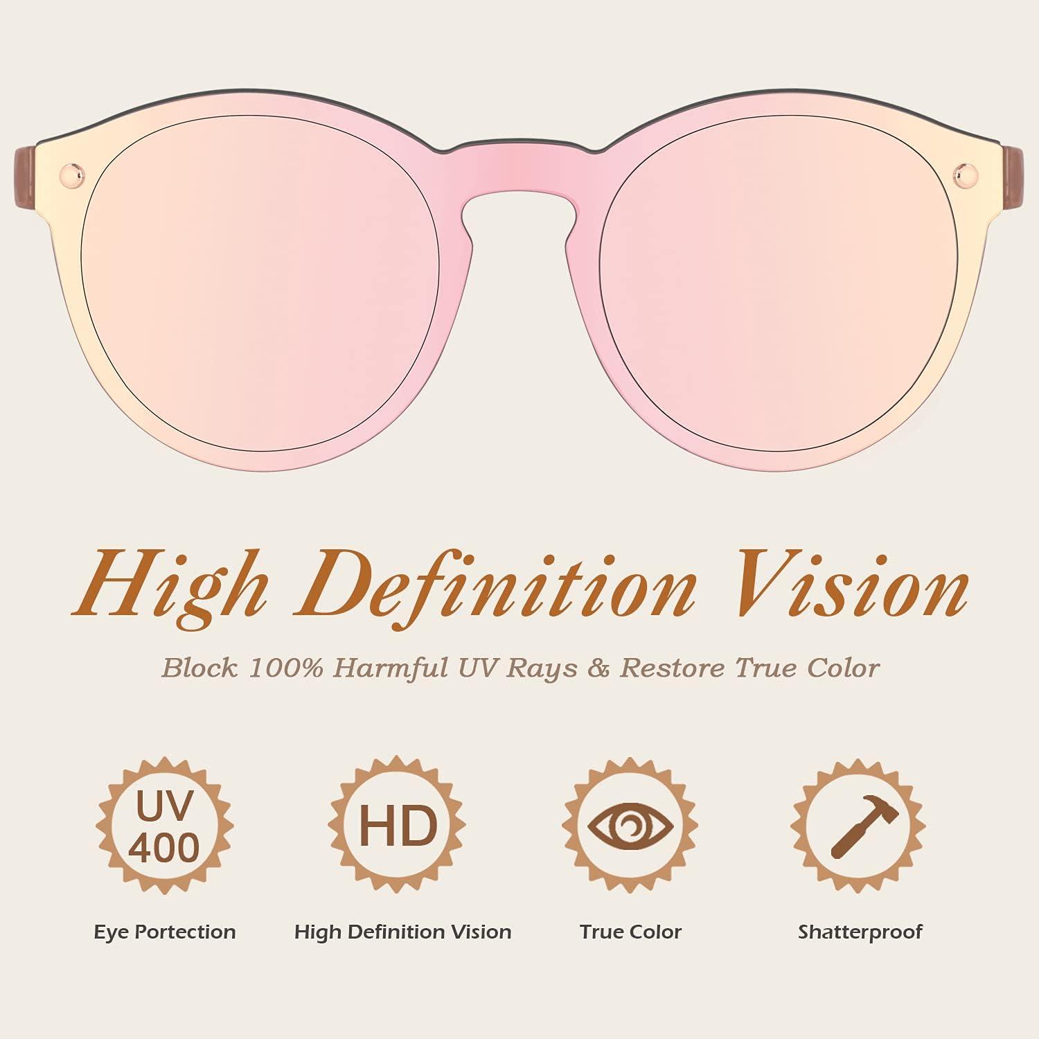 imageGQUEEN Lunettes de Soleil Femme La Mode Rtro UV4001 Or Rose