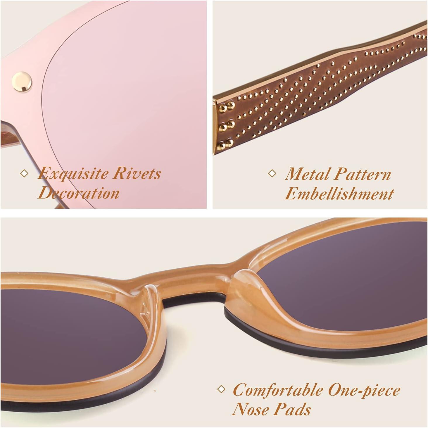 imageGQUEEN Lunettes de Soleil Femme La Mode Rtro UV4001 Or Rose