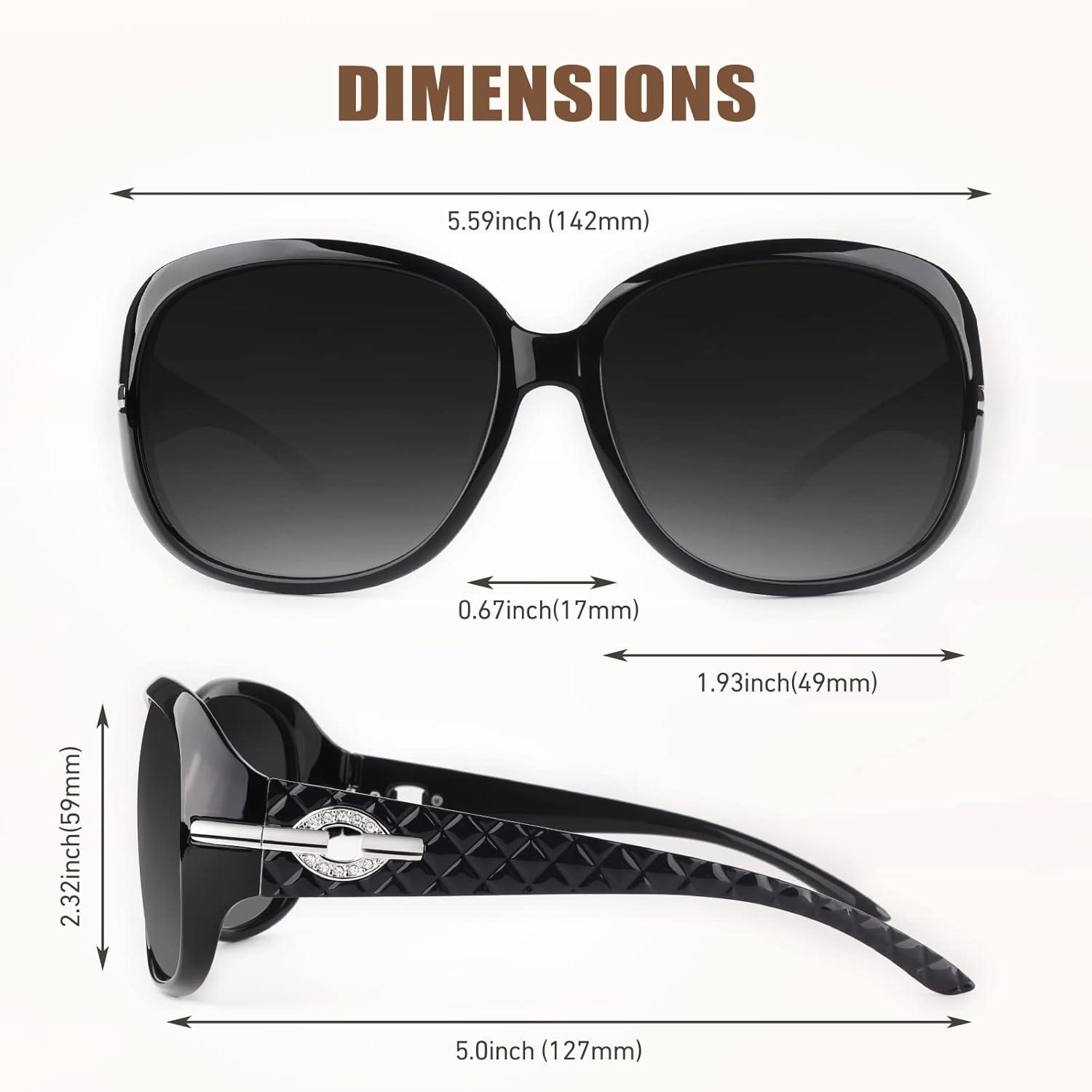 imageGQUEEN Lunettes de Soleil Femme Polarise UV400 Mode et Rtro Grand CadreGrisNoir