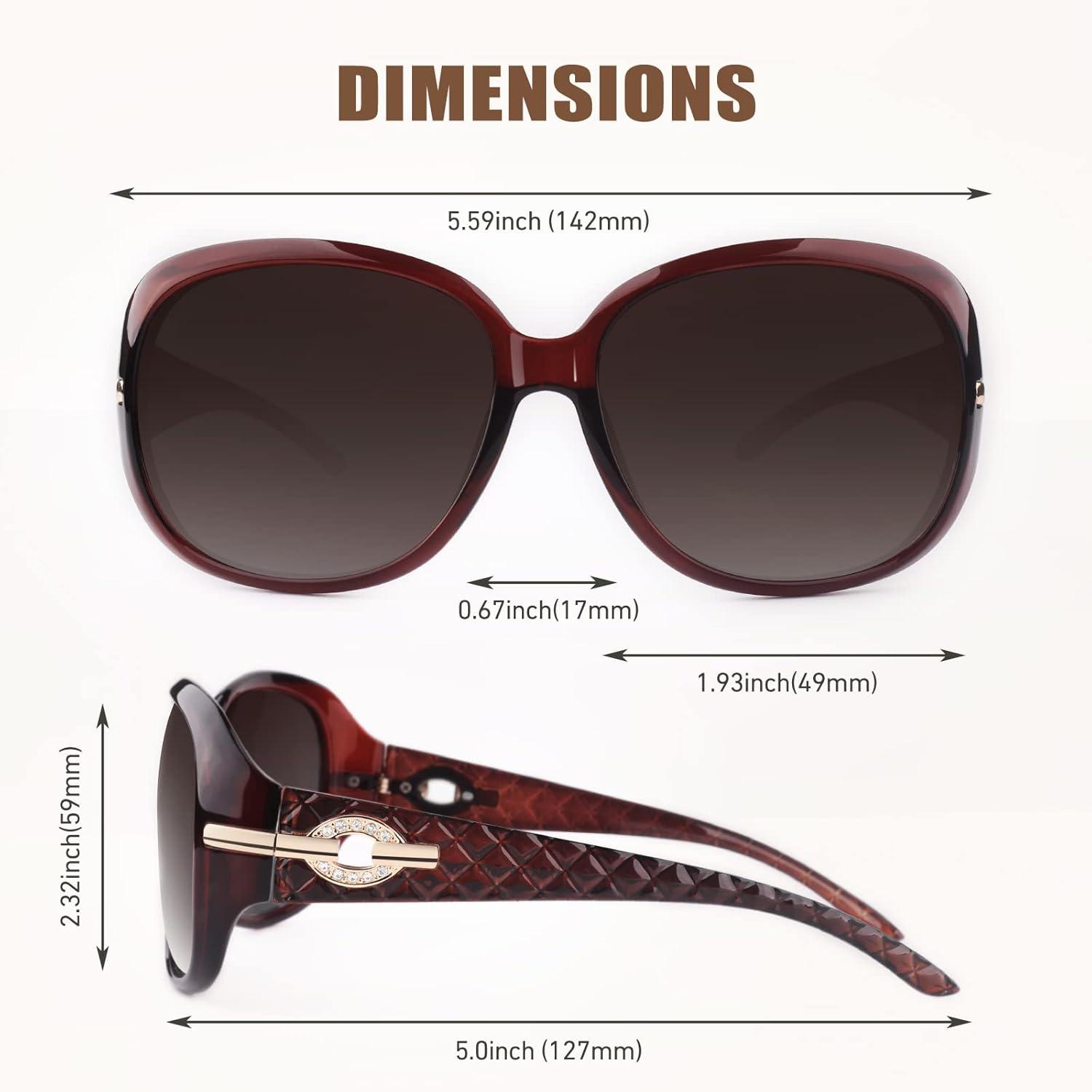 imageGQUEEN Lunettes de Soleil Femme Polarise UV400 Mode et Rtro Grand CadreMarronMarron