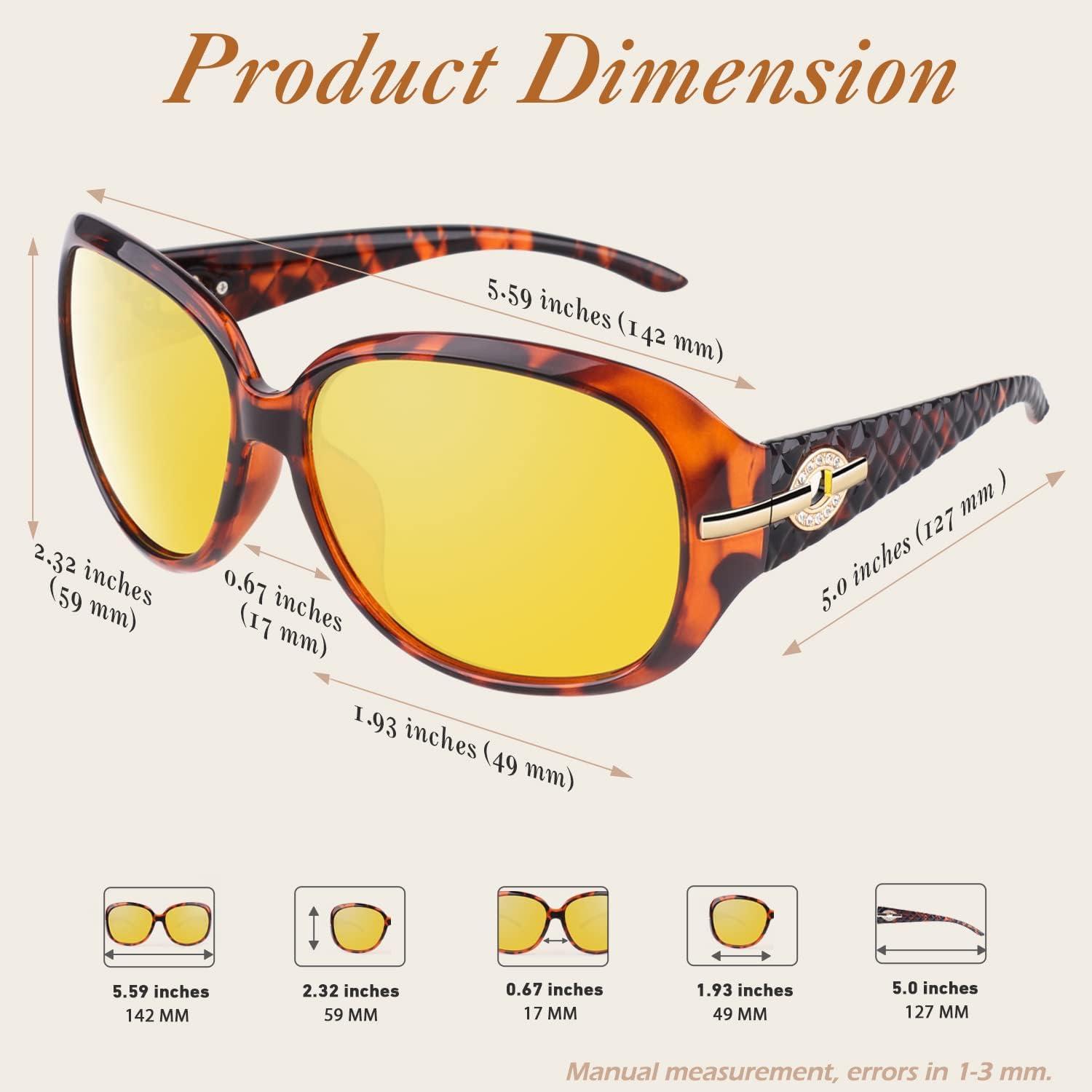 imageGQUEEN Lunettes de Soleil Femme Polarise UV400 Mode et Rtro Grand CadreTortueJaune