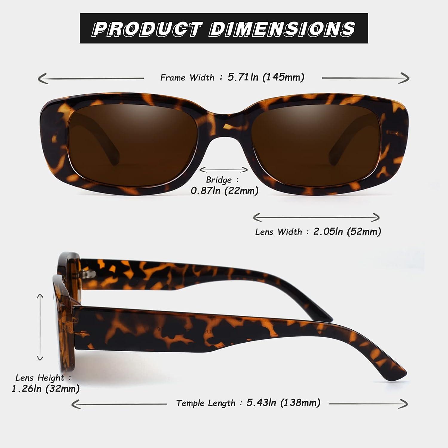 imageGQUEEN Lunettes de Soleil Femme Rectangulaires Polarises Vintage Retro Vouge Lunette de Soleil Protection UV40011 Monture Lopard Verres Marron
