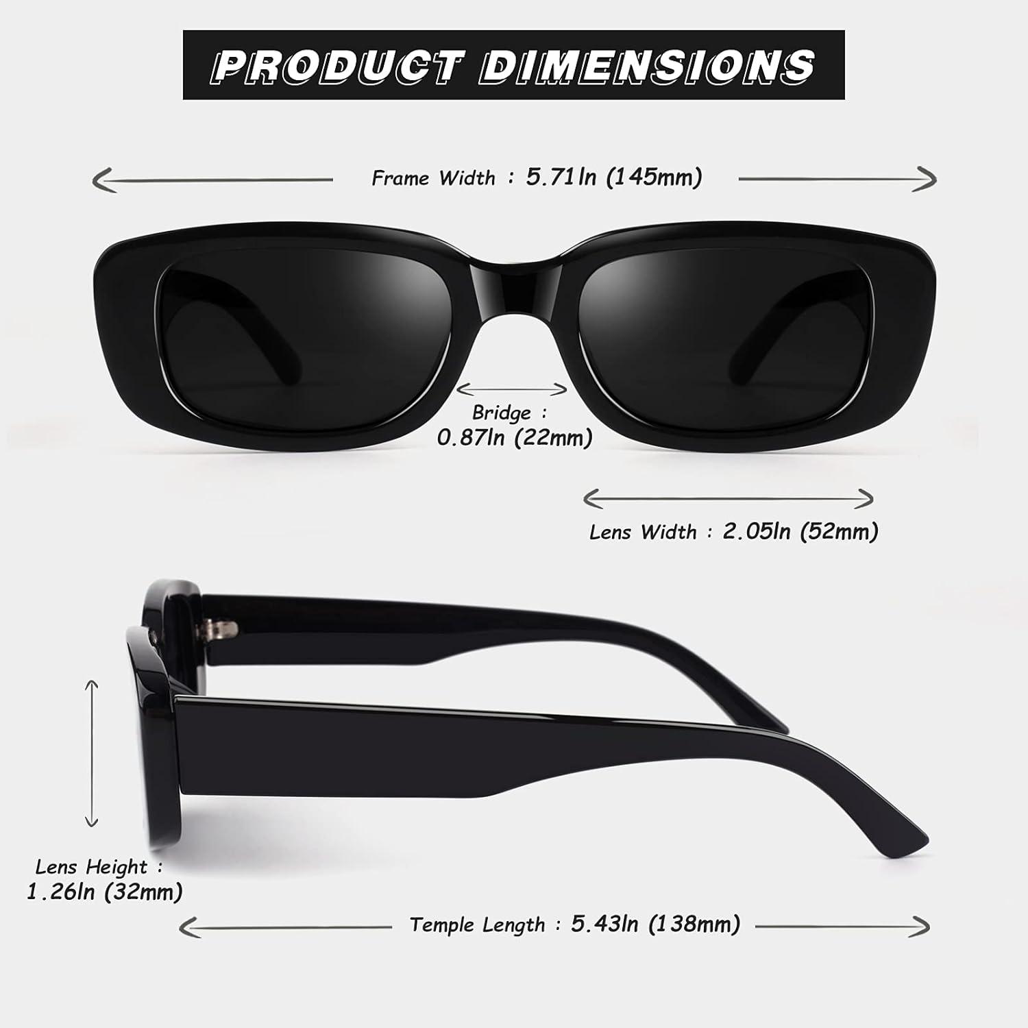imageGQUEEN Lunettes de Soleil Femme Rectangulaires Polarises Vintage Retro Vouge Lunette de Soleil Protection UV40012 Gris Noir 2