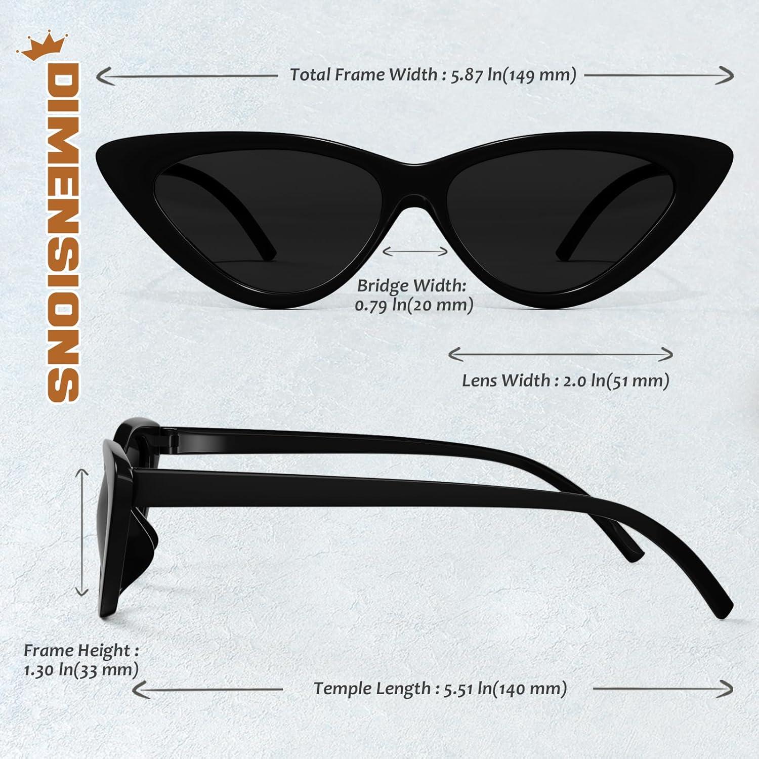 imageGQUEEN Lunettes de Soleil Femme Retro Mode Oeil de Chat Style Vintage Annes 90 Branche Protection UV40011 Gris Noir Brillant