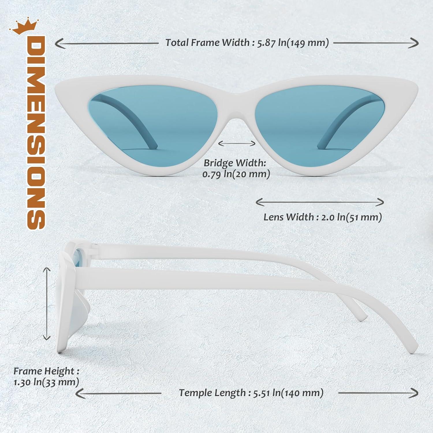 imageGQUEEN Lunettes de Soleil Femme Retro Mode Oeil de Chat Style Vintage Annes 90 Branche Protection UV40015 Blanc Bleu