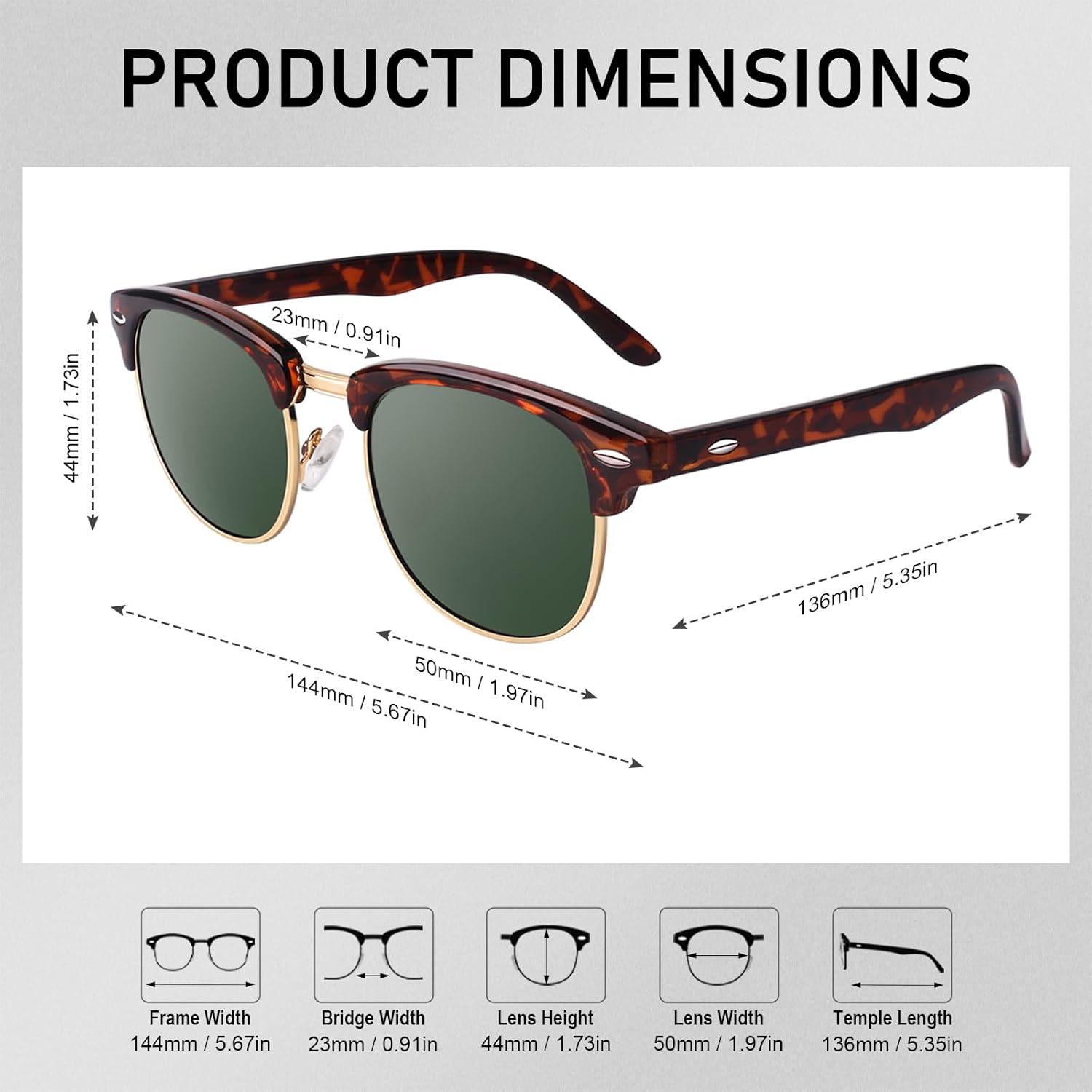imageGQUEEN Lunettes de Soleil Homme Femme Polarises Retro DemiCercles DemiMonture Protection UV400 GQO61 Turquoise Vert