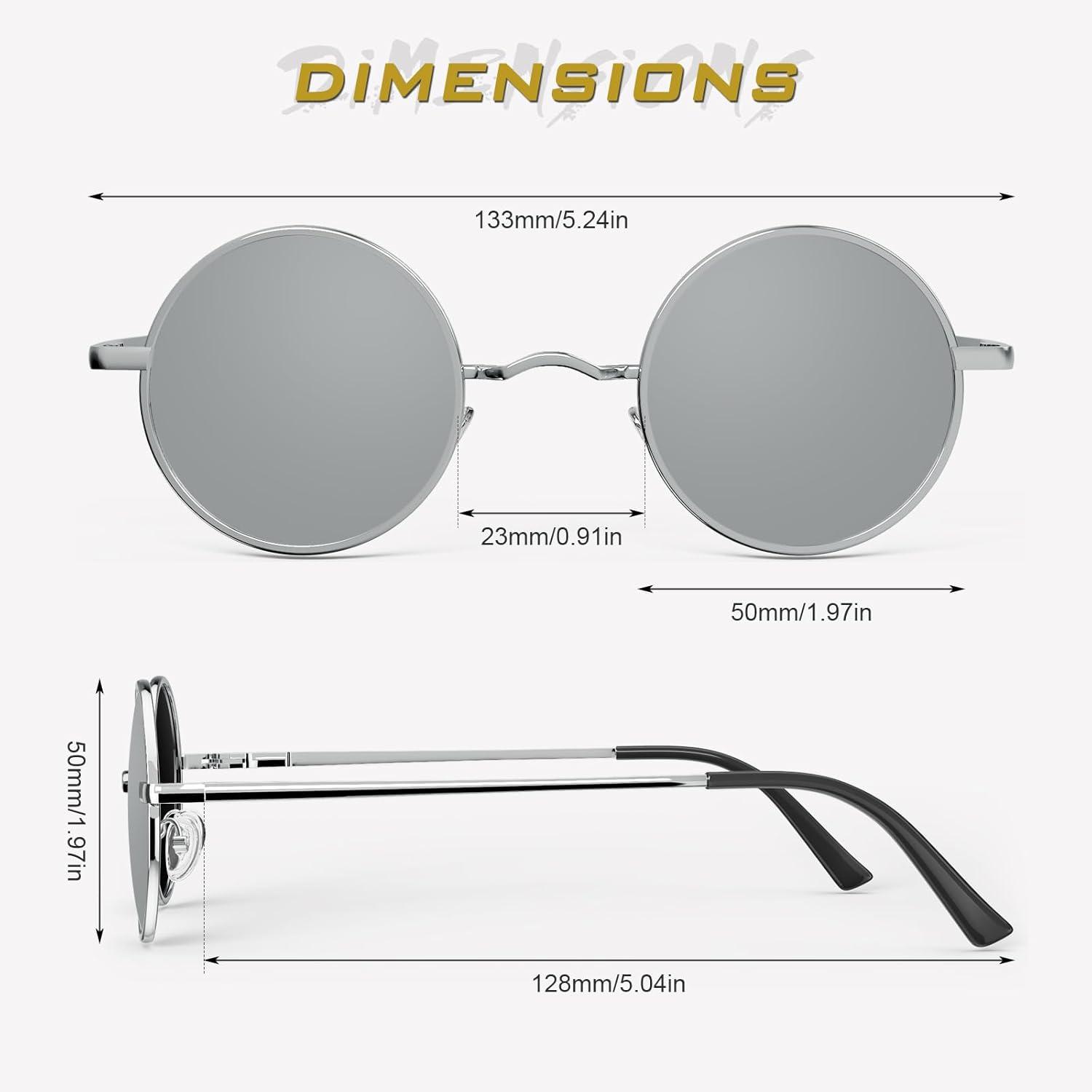 imageGQUEEN Lunettes de Soleil Homme et Femme Polarises Classiques Ronde Rtro Vintage Mtal Cadre Unisexe Avec Protection UV400 MEZ1Argent Argent