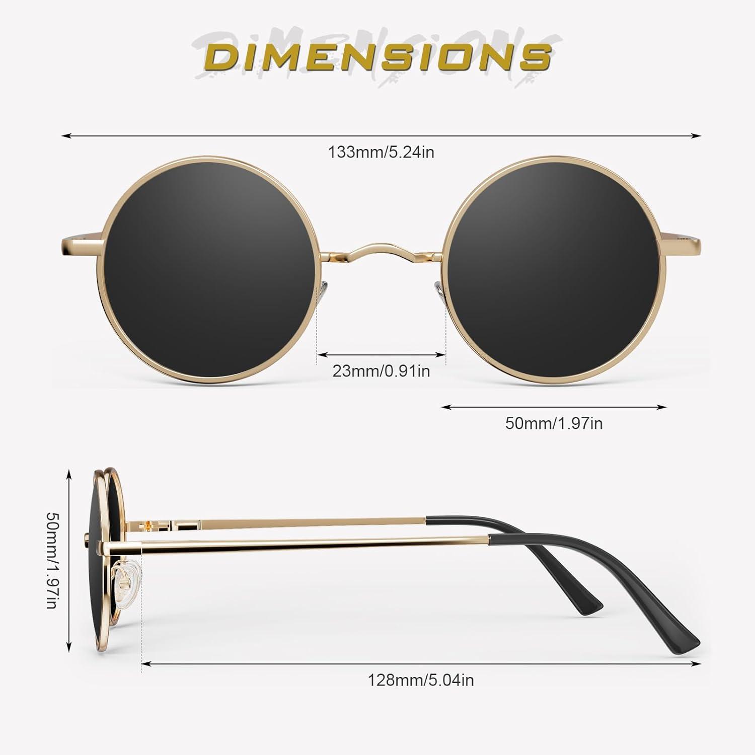 imageGQUEEN Lunettes de Soleil Homme et Femme Polarises Classiques Ronde Rtro Vintage Mtal Cadre Unisexe Avec Protection UV400 MEZ1Dor Gris