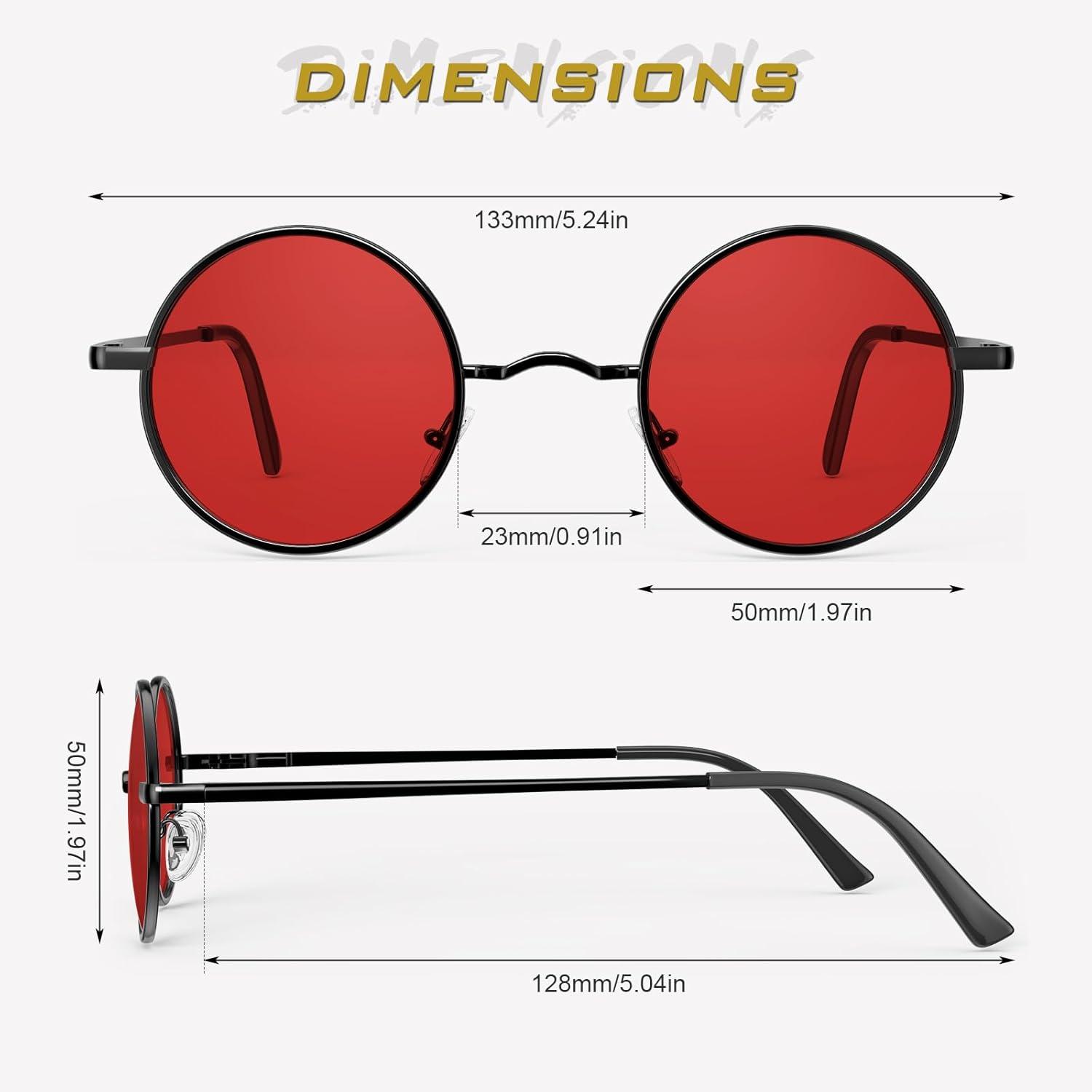 imageGQUEEN Lunettes de Soleil Homme et Femme Polarises Classiques Ronde Rtro Vintage Mtal Cadre Unisexe Avec Protection UV400 MEZ1Noir Rouge