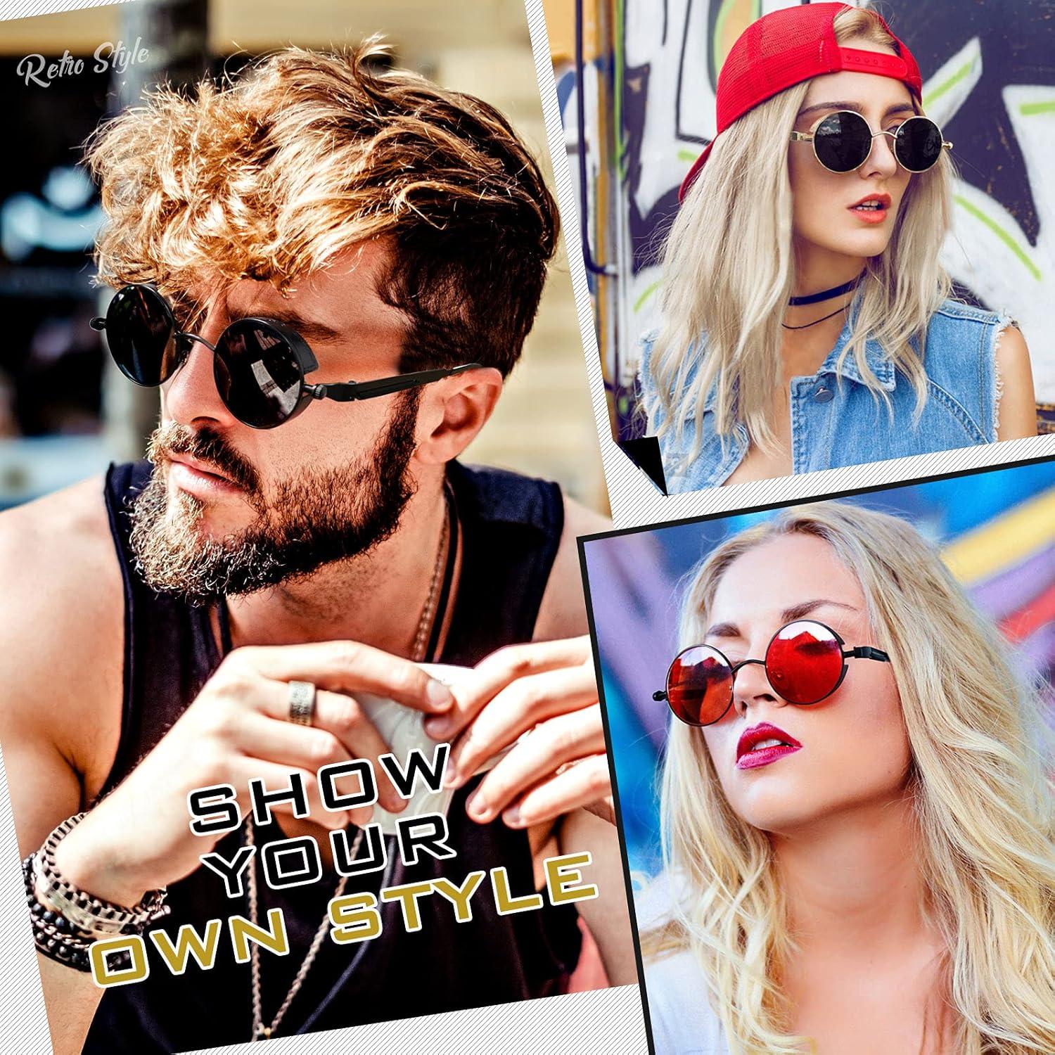 imageGQUEEN Lunettes de Soleil Polarises Ronde Rtro Mtal Cadre Steampunk pour Homme et Femme Unisexe Avec Protection UV4001 Marron Marron