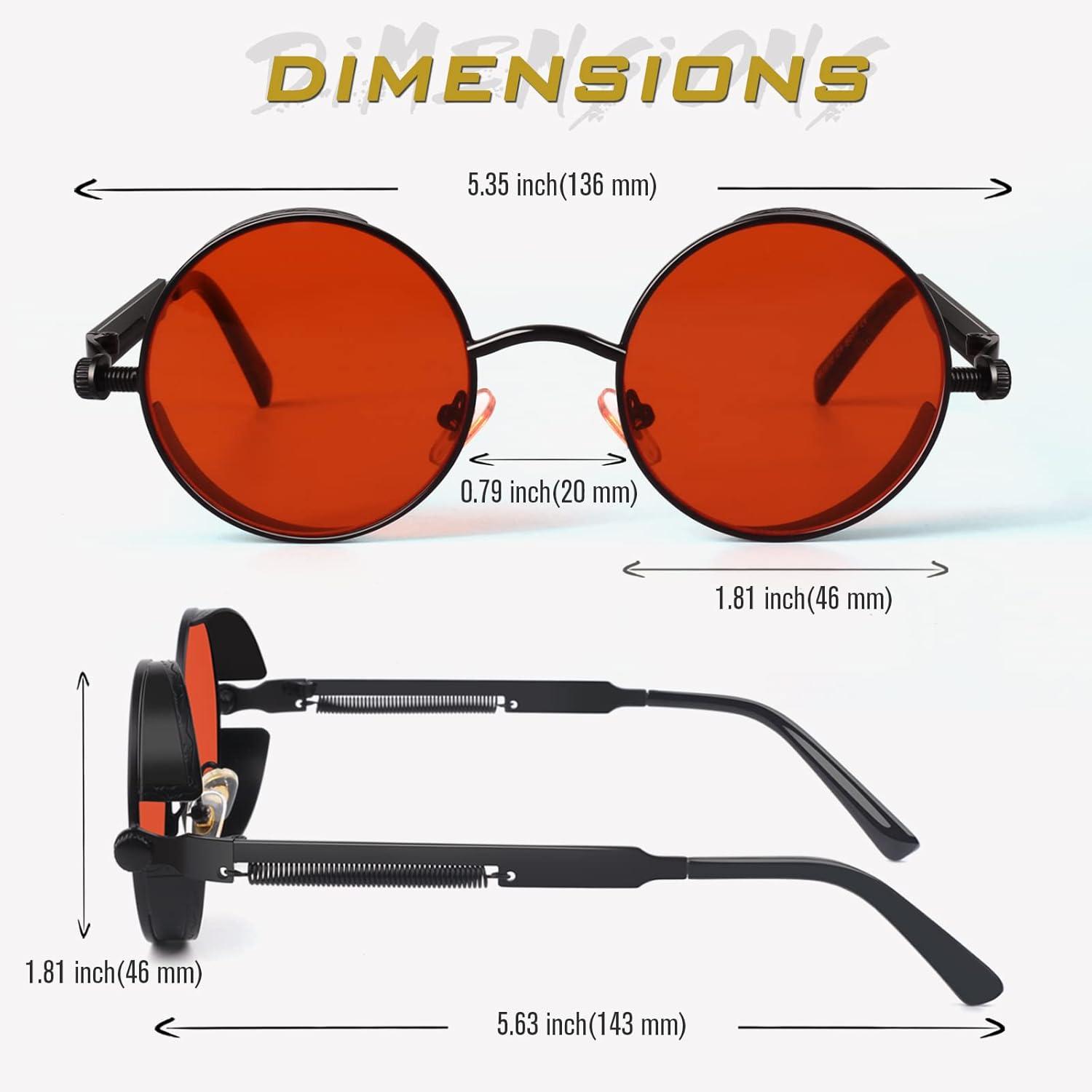 imageGQUEEN Lunettes de soleil polarises Steampunk rtro rondes MTS21 Noir Rougenon Polarises