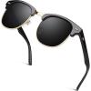 1 Cadre Noir Brillant/Lentille Grise (Bord Doré)