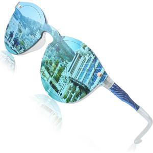 GQUEEN Lunettes de Soleil Femme La Mode Rétro UV400(1 Bleu Bleu)