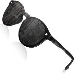 GQUEEN Lunettes de Soleil Femme La Mode Rétro UV400(1 Brillant Noir Gris)