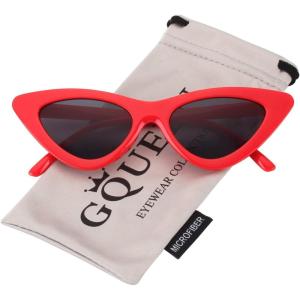 GQUEEN Lunettes de Soleil Femme Retro Mode Oeil de Chat Style Vintage Années 90 Branchée Protection UV400(1.3 Gris Rouge)