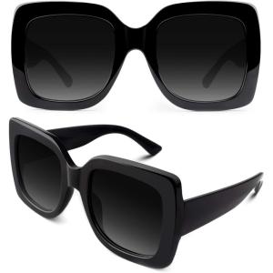GQUEEN Lunettes de Soleil Femme UV400 à la Mode et Classique Grand Cadre(1.1 Noir/Gris)