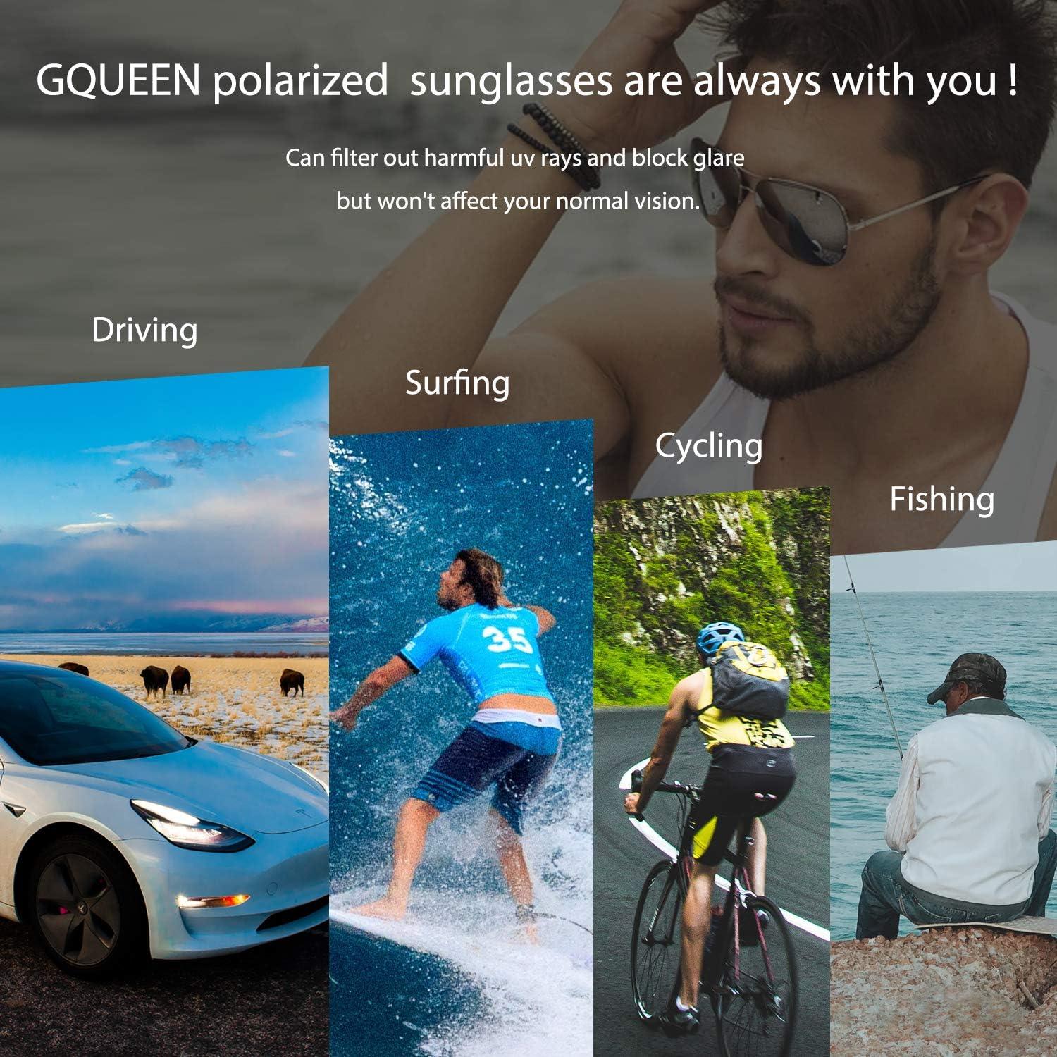 imageGQUEEN Lunettes de Soleil Homme Aviateur Premium Spring Hinges Retro AlMg Polarises Pilote MOS1Argent Argent