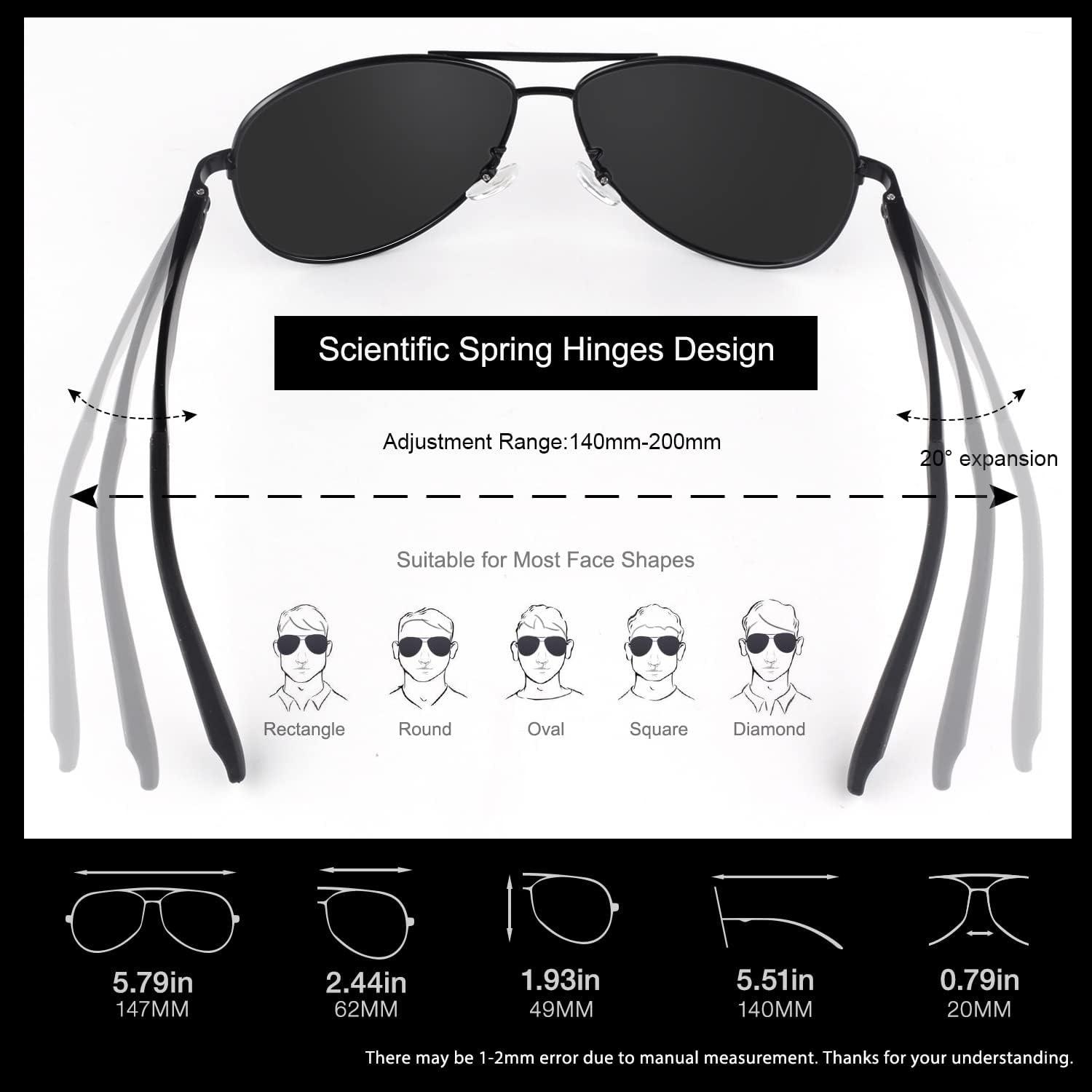 imageGQUEEN Lunettes de Soleil Homme Aviateur Premium Spring Hinges Retro AlMg Polarises Pilote MOS1Argent Bleu