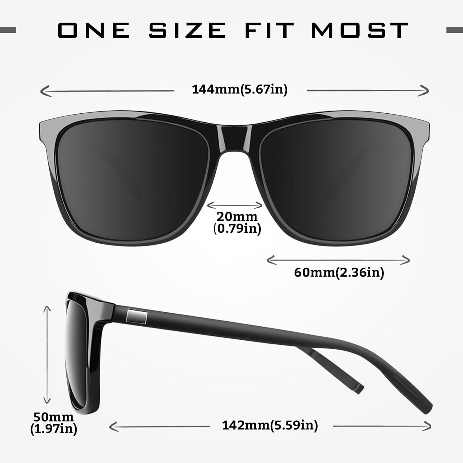 imageGQUEEN Lunettes de Soleil Homme Femme Polarise Classique Lger Almg Mtal Temples pour Conduite Pche Protection UV400 GQ332 Noir Bleu Noir Noir