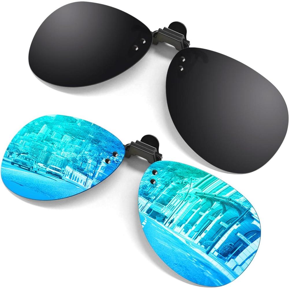 imageGQUEEN Clip Solaire pour Lunettes de Vue Ultralger Clip Lunettes de Soleil Polarises pour Homme Femme Protection UV400 Antireflets JP94