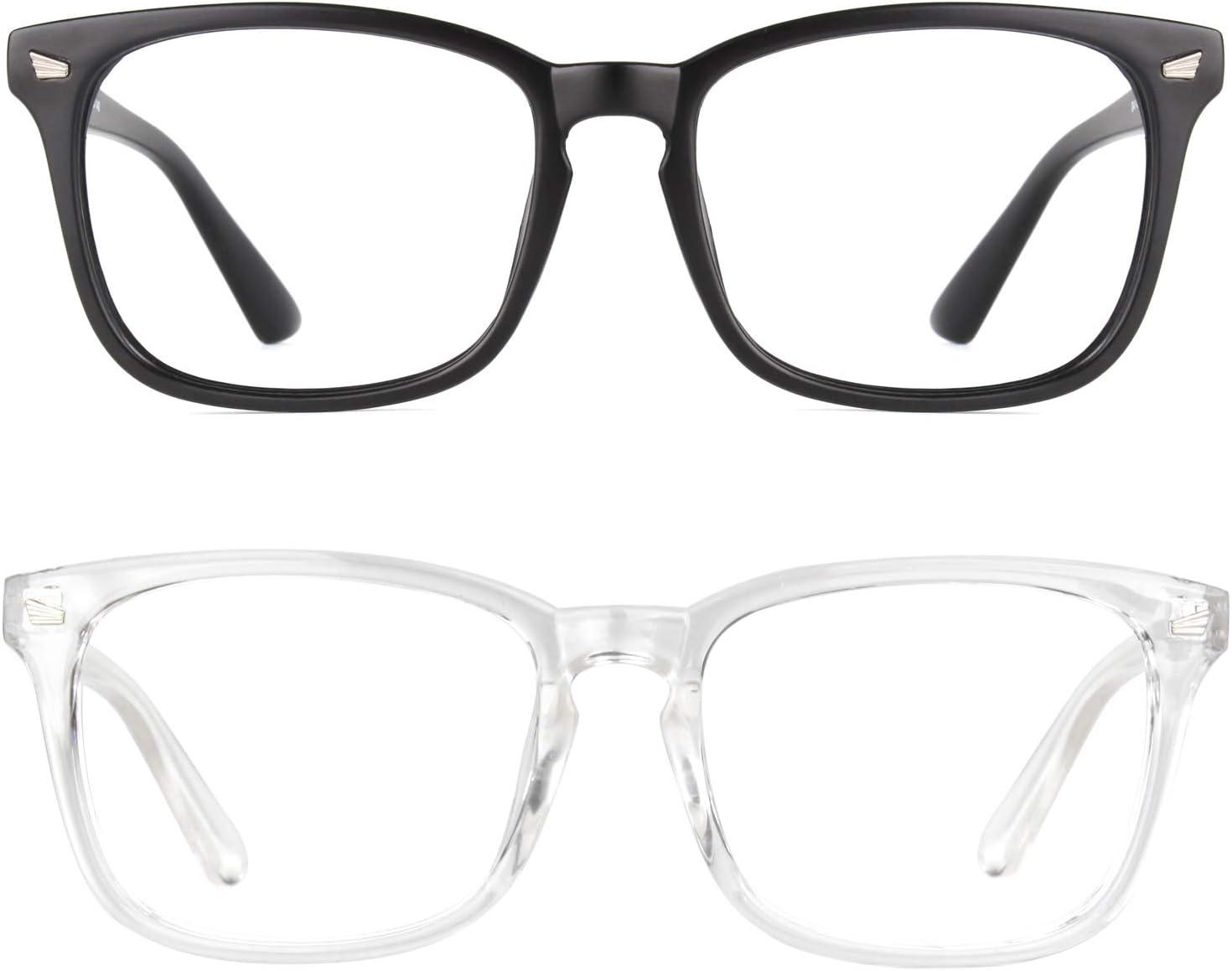 imageGQUEEN Lunettes de Vue Femme et Homme Transparente Vintage Grand Carr Monture Surdimensionn Fausse Mode Lunettes PE20 Noir Mat Transparent