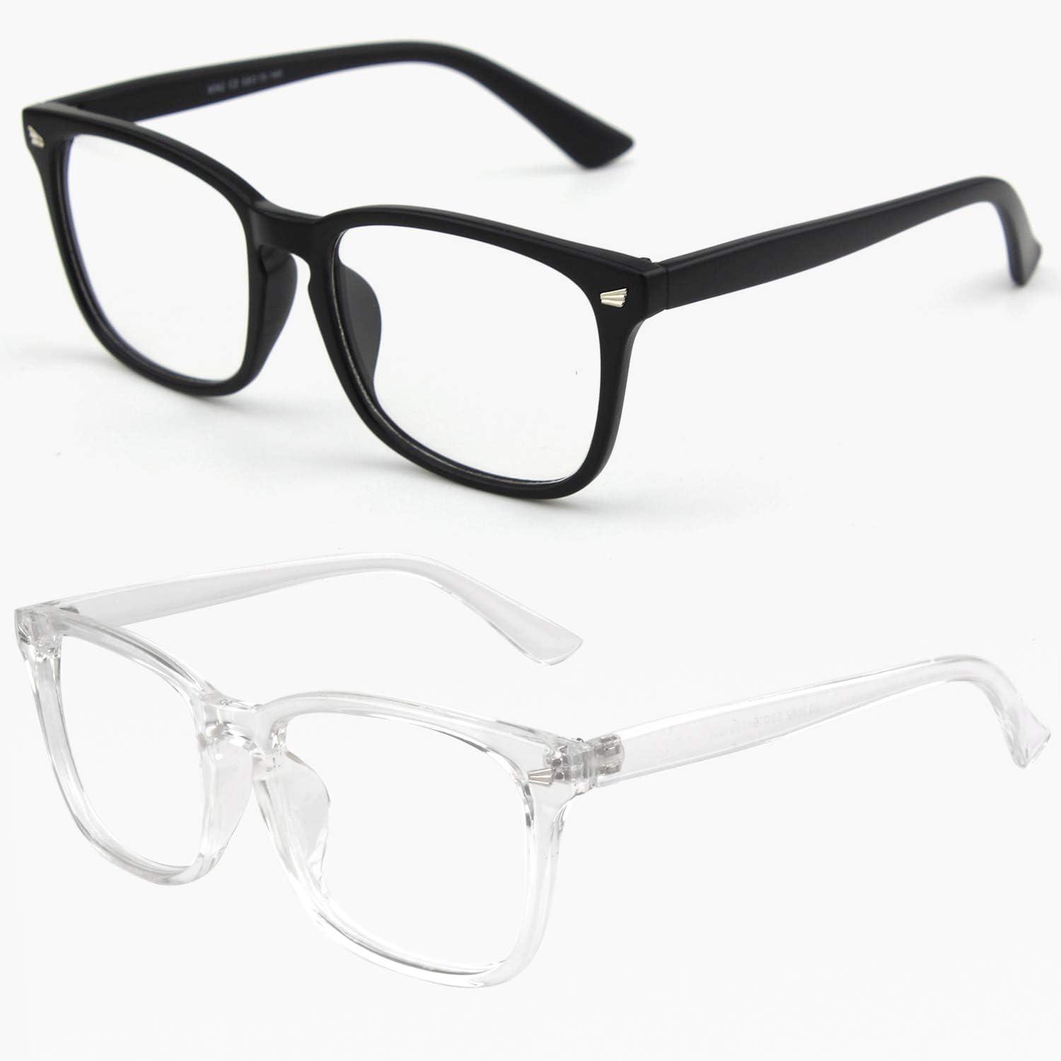 imageGQUEEN Lunettes de Vue Femme et Homme Transparente Vintage Grand Carr Monture Surdimensionn Fausse Mode Lunettes PE20 Noir Mat Transparent