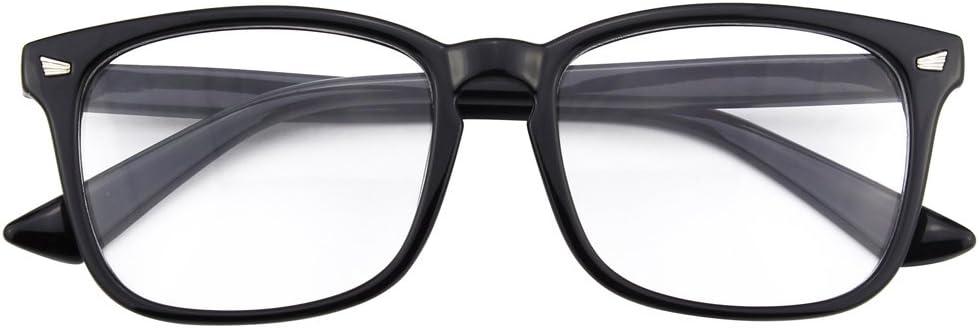 imageGQUEEN Lunettes de Vue Femme et Homme Transparente Vintage Grand Carr Monture Surdimensionn Fausse Mode Lunettes PE2Noir