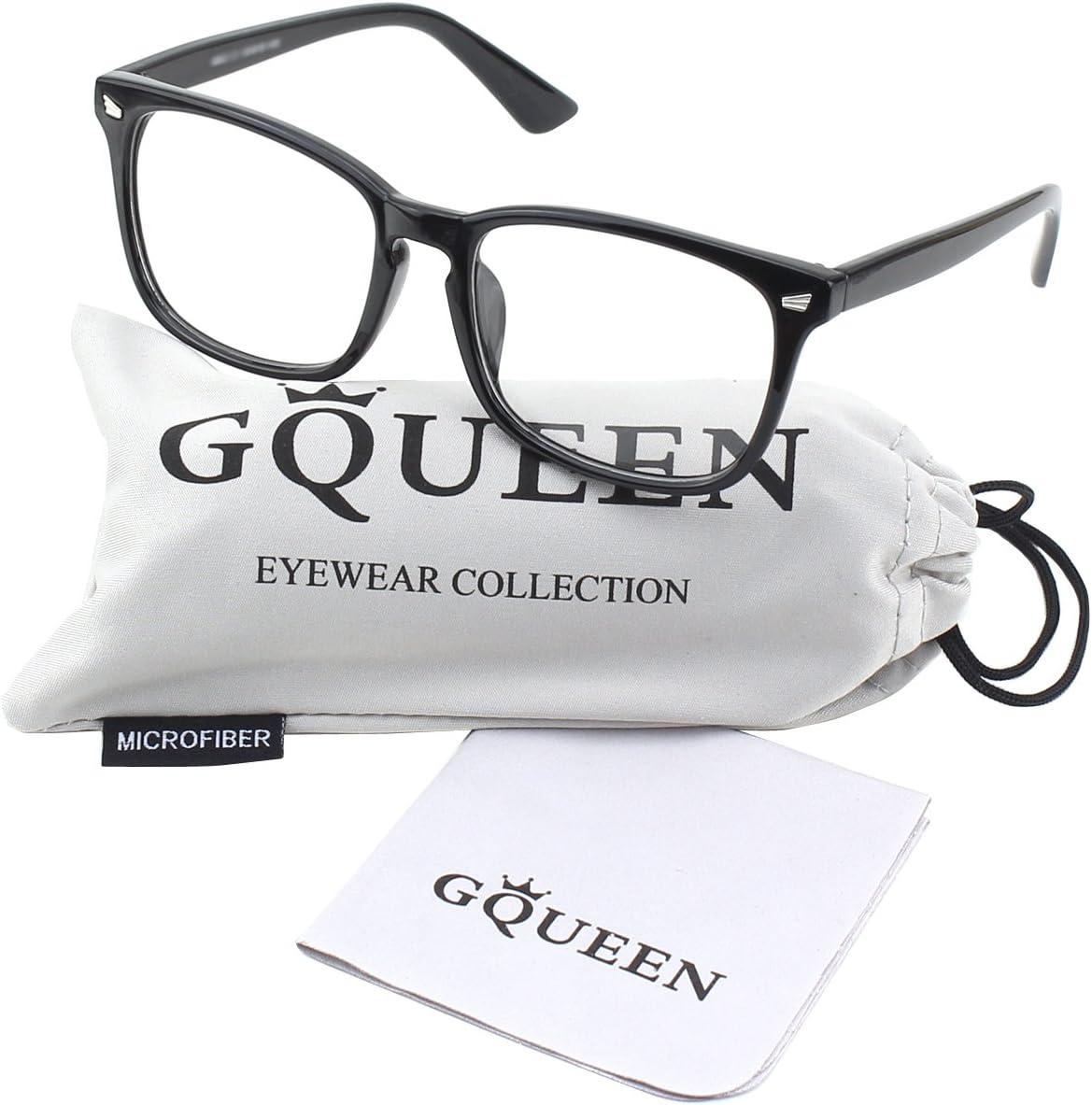 imageGQUEEN Lunettes de Vue Femme et Homme Transparente Vintage Grand Carr Monture Surdimensionn Fausse Mode Lunettes PE2Noir