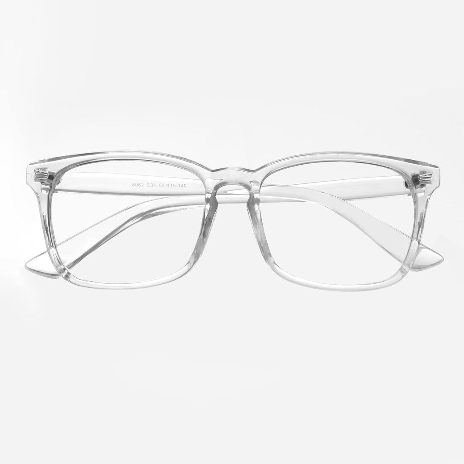 imageGQUEEN Lunettes de Vue Femme et Homme Transparente Vintage Grand Carr Monture Surdimensionn Fausse Mode Lunettes PE2Transparent