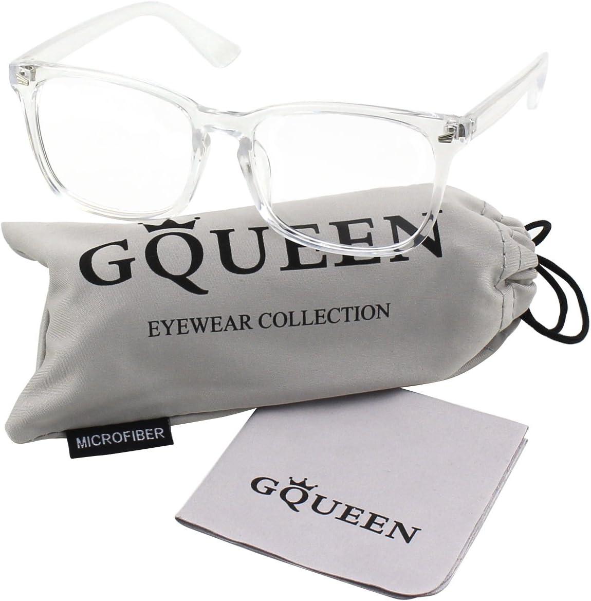 imageGQUEEN Lunettes de Vue Femme et Homme Transparente Vintage Grand Carr Monture Surdimensionn Fausse Mode Lunettes PE2Transparent