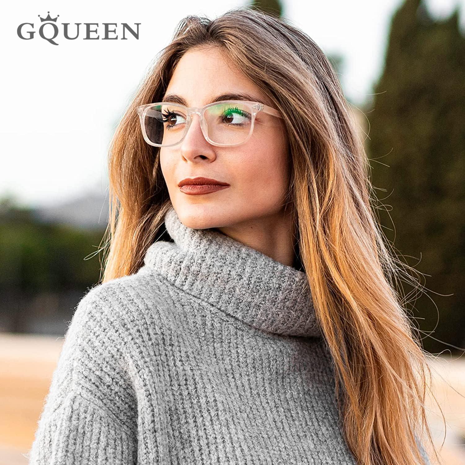 imageGQUEEN Lunettes de Vue Femme et Homme Transparente Vintage Grand Carr Monture Surdimensionn Fausse Mode Lunettes PE2Transparent