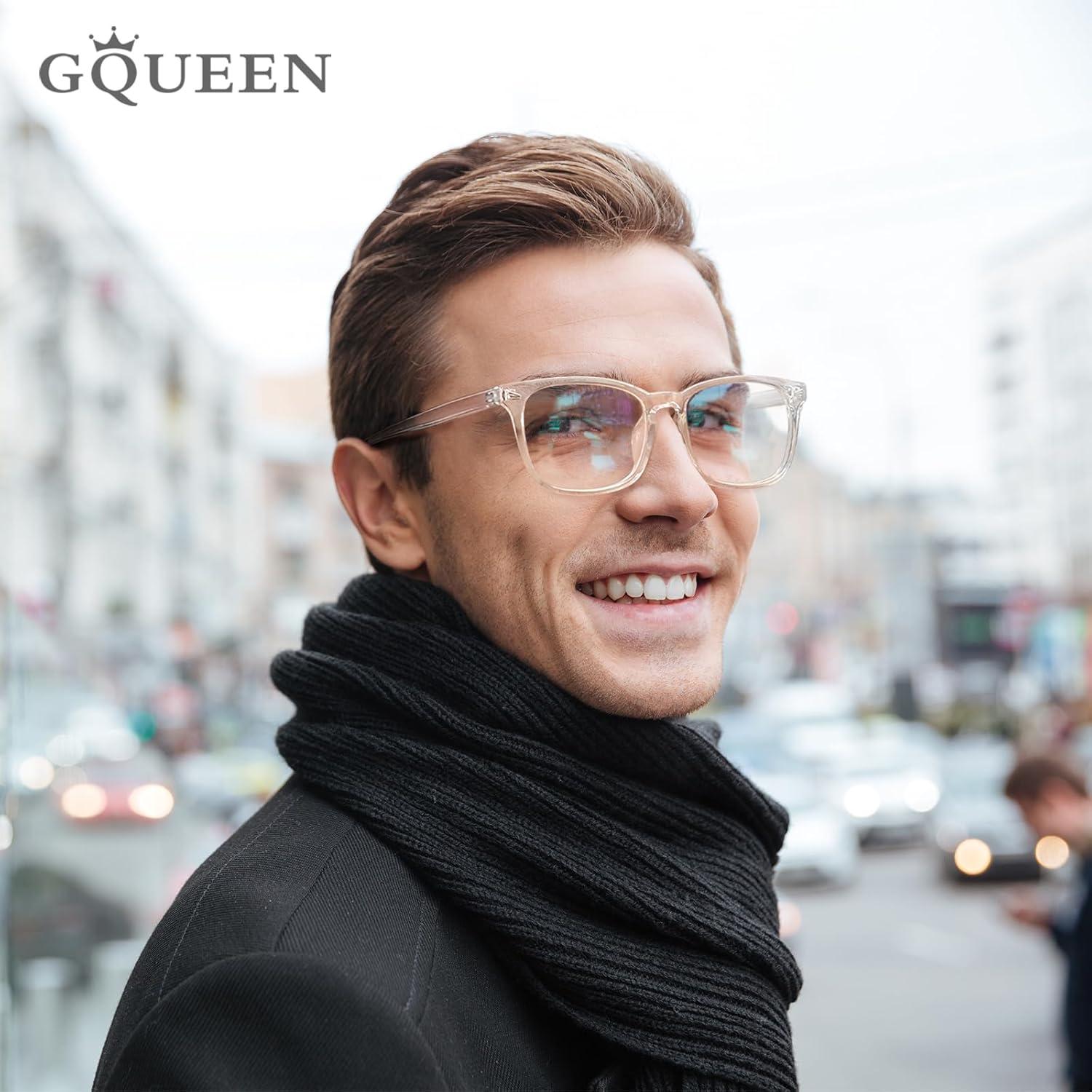 imageGQUEEN Lunettes de Vue Femme et Homme Transparente Vintage Grand Carr Monture Surdimensionn Fausse Mode Lunettes PE2Transparent