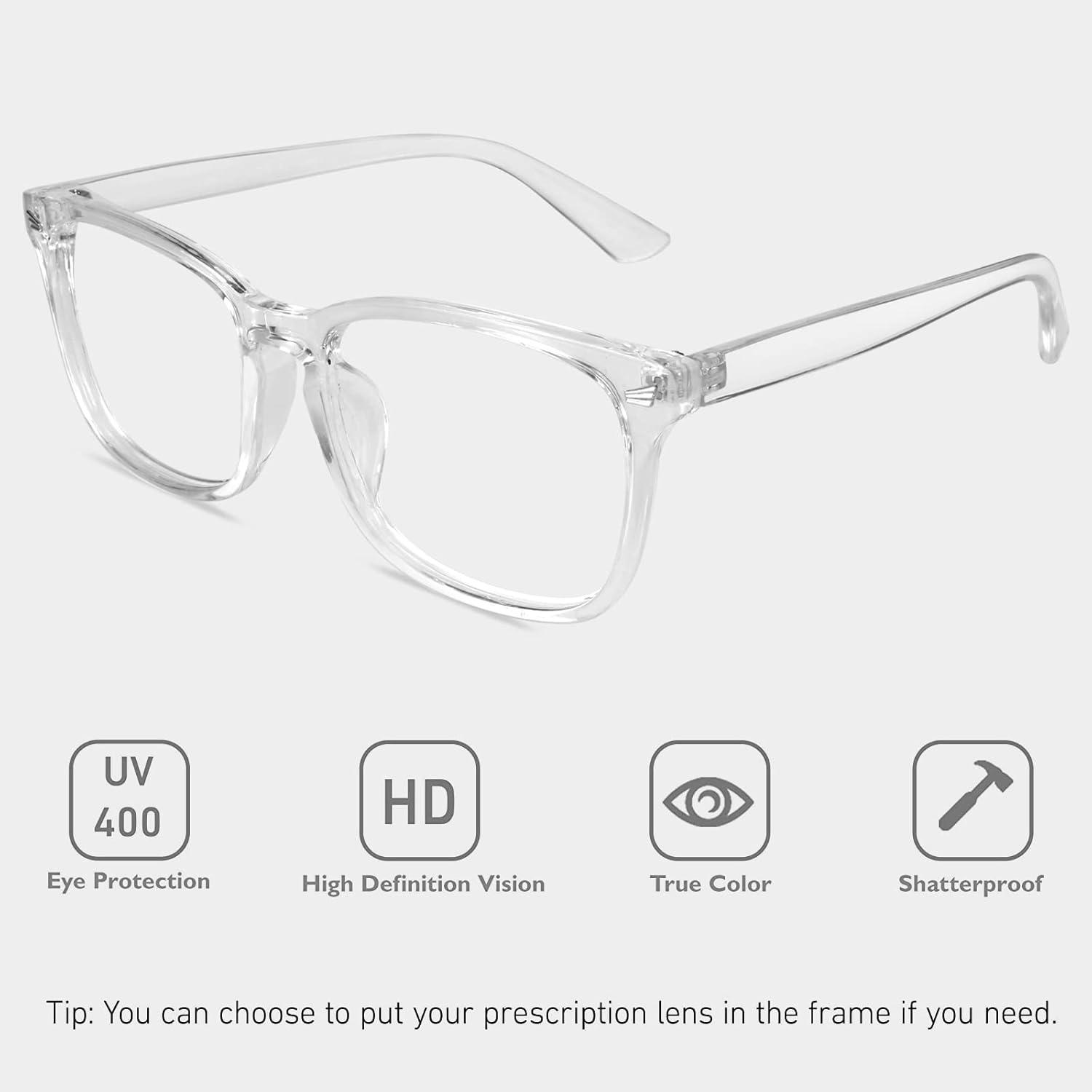 imageGQUEEN Lunettes de Vue Femme et Homme Transparente Vintage Grand Carr Monture Surdimensionn Fausse Mode Lunettes PE2Transparent