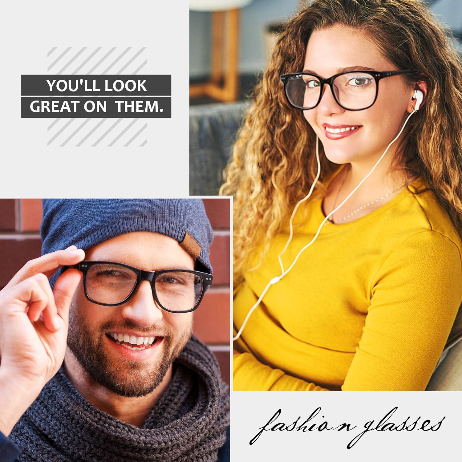 imageGQUEEN Lunettes de Vue Femme et Homme Transparente Vintage Mode Grand Carr Monture PE1Bleu
