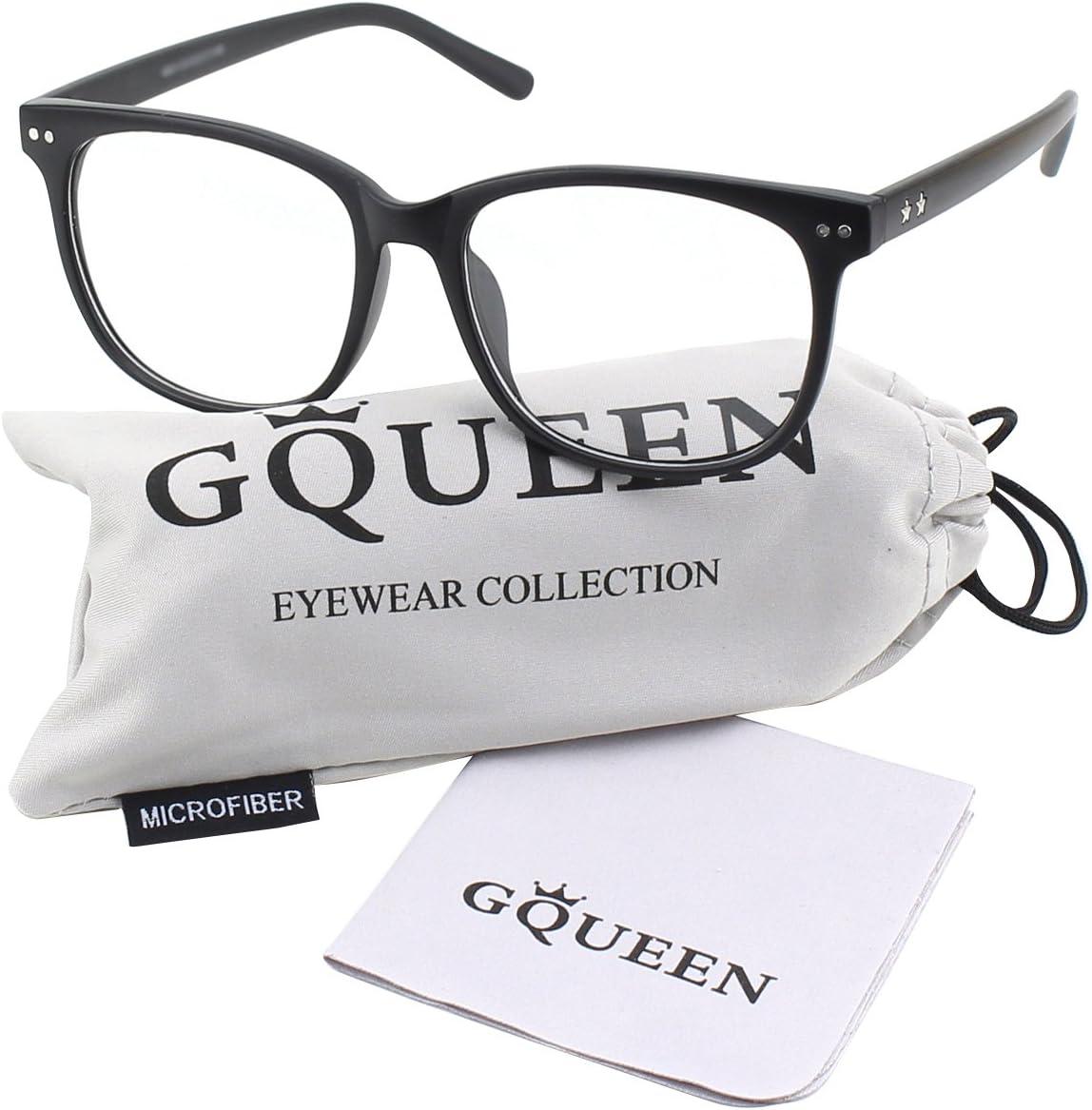 imageGQUEEN Lunettes de Vue Femme et Homme Transparente Vintage Mode Grand Carr Monture PE1Noir Mat