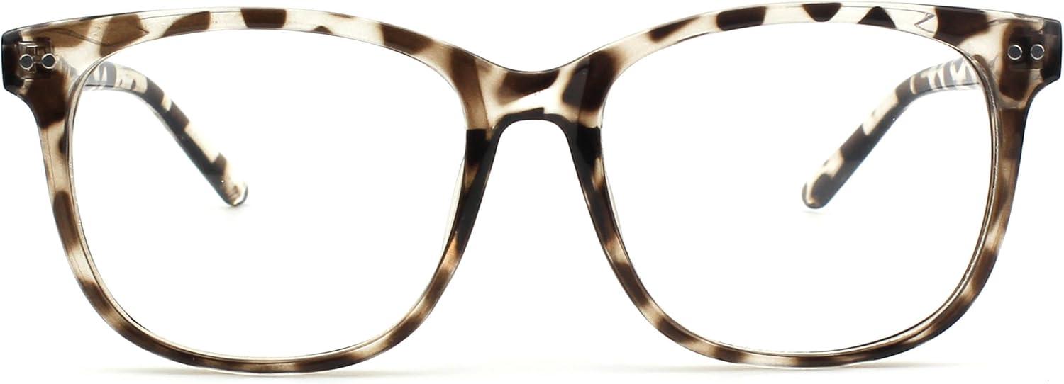 imageGQUEEN Lunettes de Vue Femme et Homme Transparente Vintage Mode Grand Carr Monture PE1Tortoise