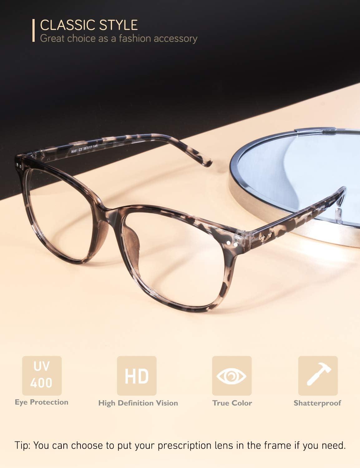 imageGQUEEN Lunettes de Vue Femme et Homme Transparente Vintage Mode Grand Carr Monture PE1Tortoise