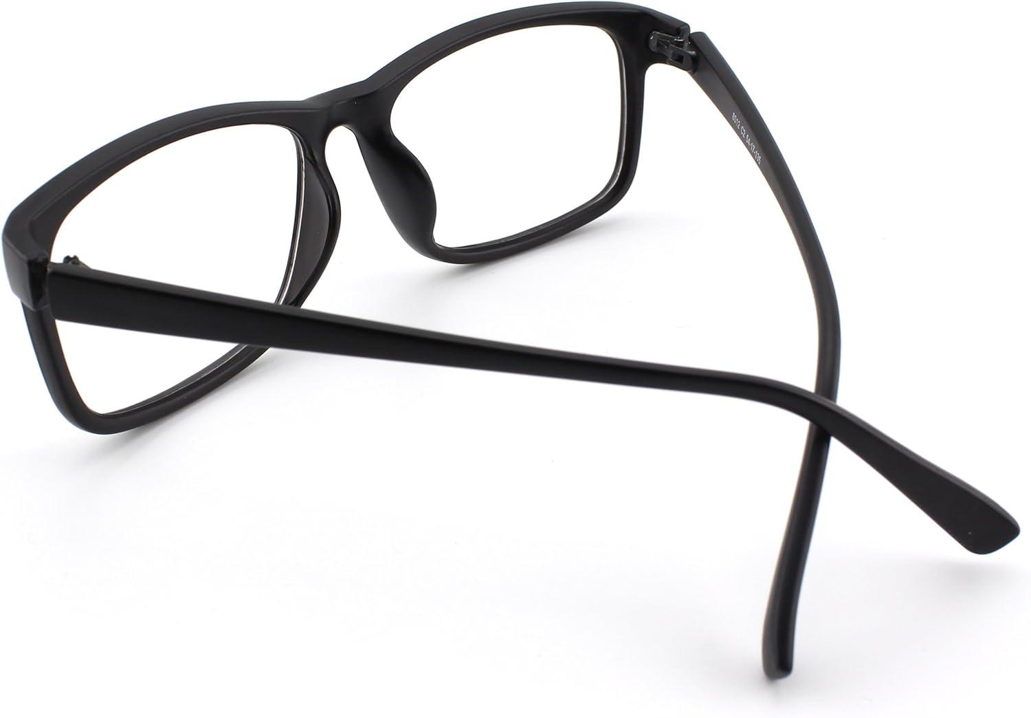 imageGQUEEN Montures de Lunettes Homme Femme Classique Transparente Rectangulaire Vintage Cadre Fausse Lunettes UV400Mat Noir
