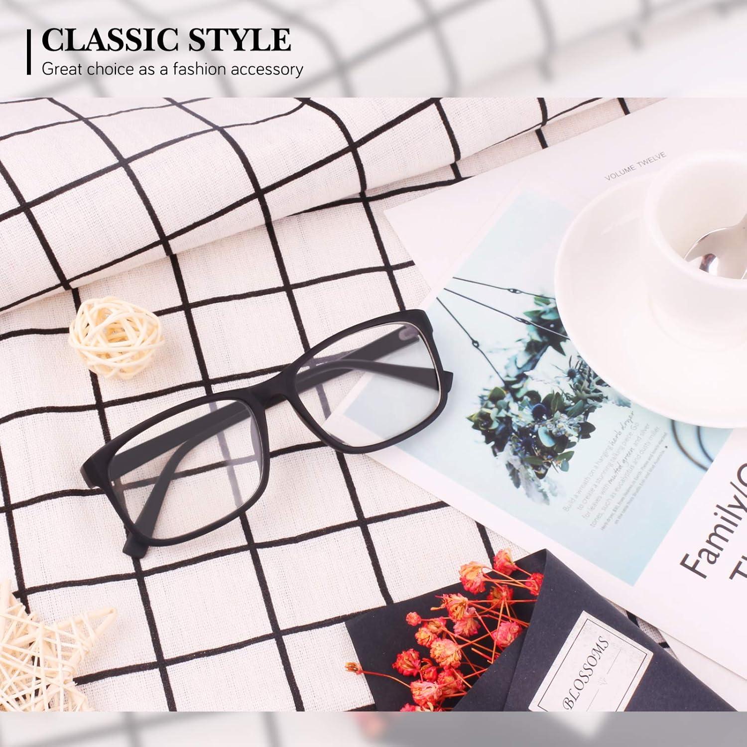 imageGQUEEN Montures de Lunettes Homme Femme Classique Transparente Rectangulaire Vintage Cadre Fausse Lunettes UV400Mat Noir