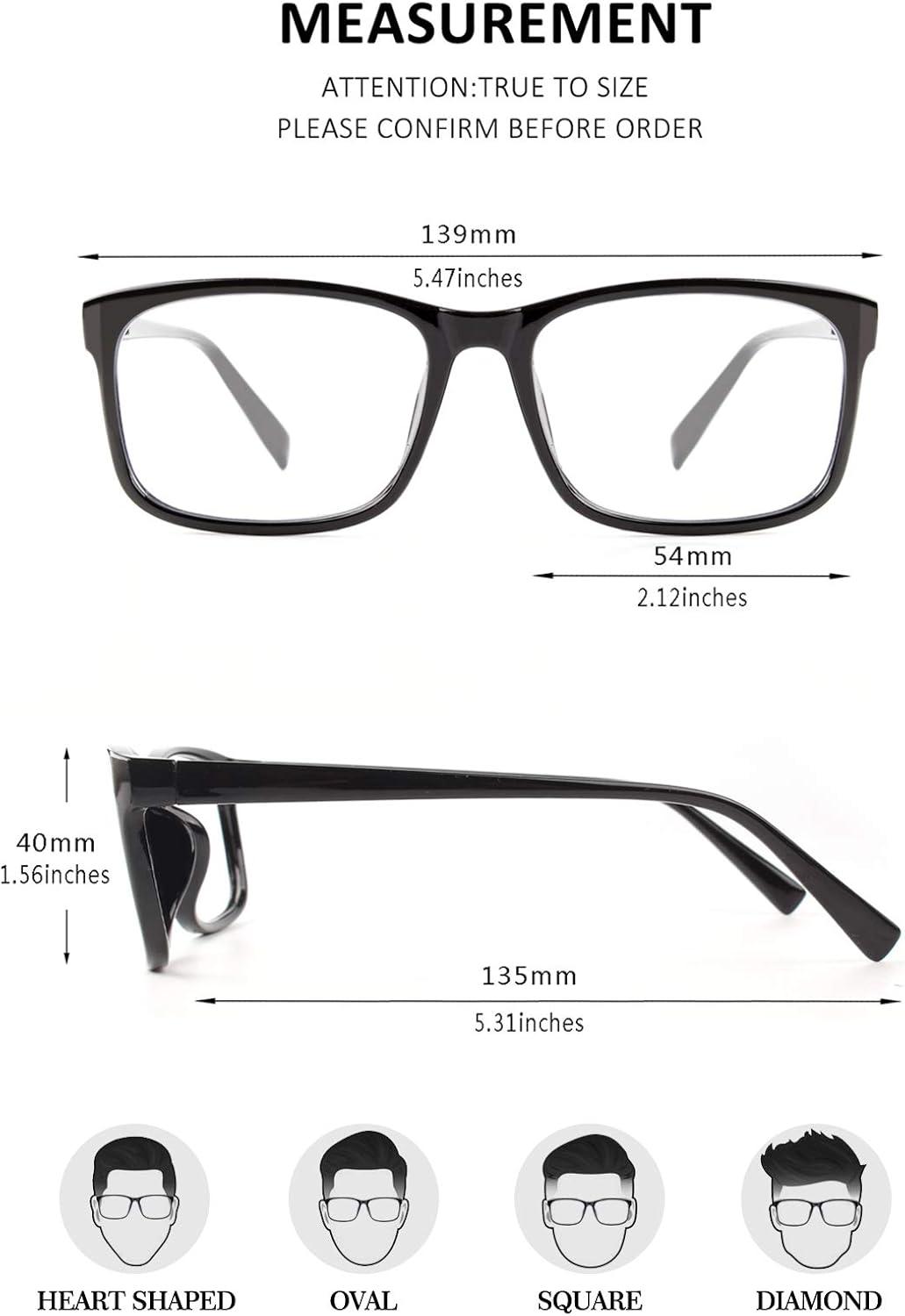 imageGQUEEN Montures de Lunettes Homme Femme Classique Transparente Rectangulaire Vintage Cadre Fausse Lunettes UV400Noir Brillant
