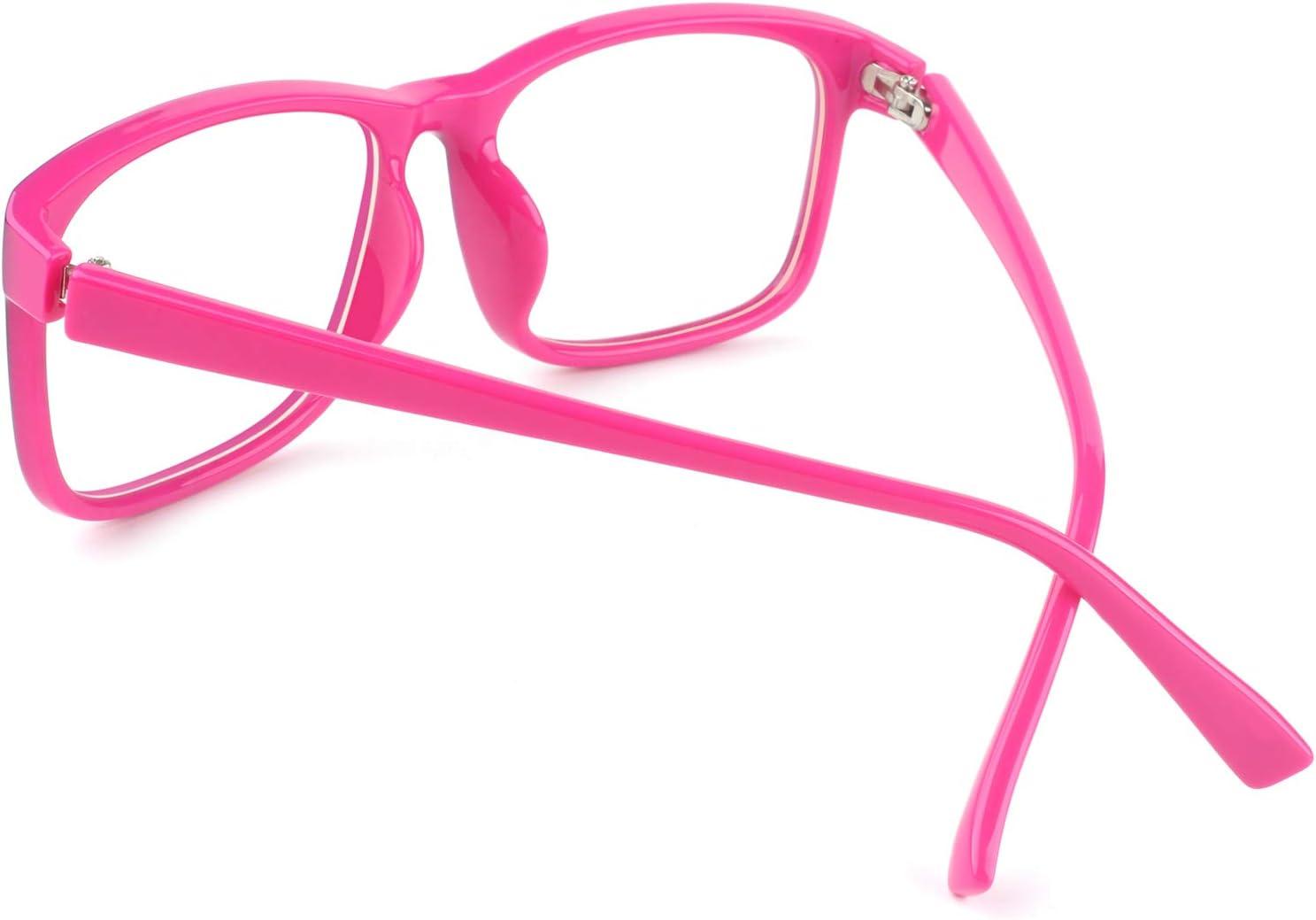 imageGQUEEN Montures de Lunettes Homme Femme Classique Transparente Rectangulaire Vintage Cadre Fausse Lunettes UV400Noir Rose