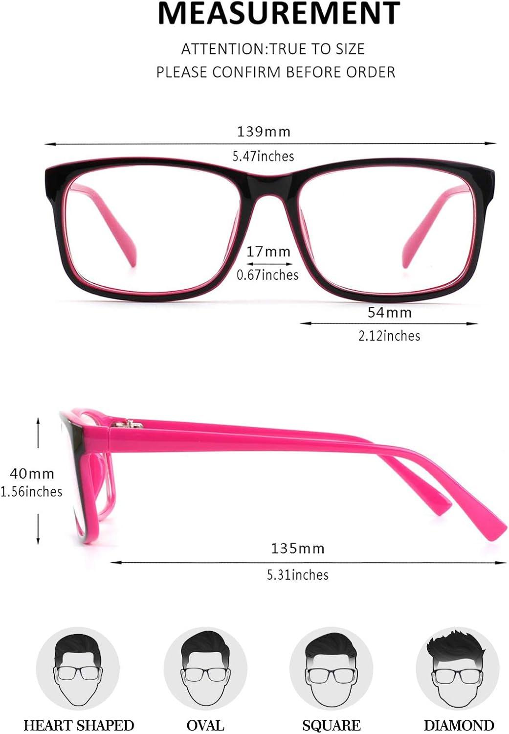 imageGQUEEN Montures de Lunettes Homme Femme Classique Transparente Rectangulaire Vintage Cadre Fausse Lunettes UV400Noir Rose