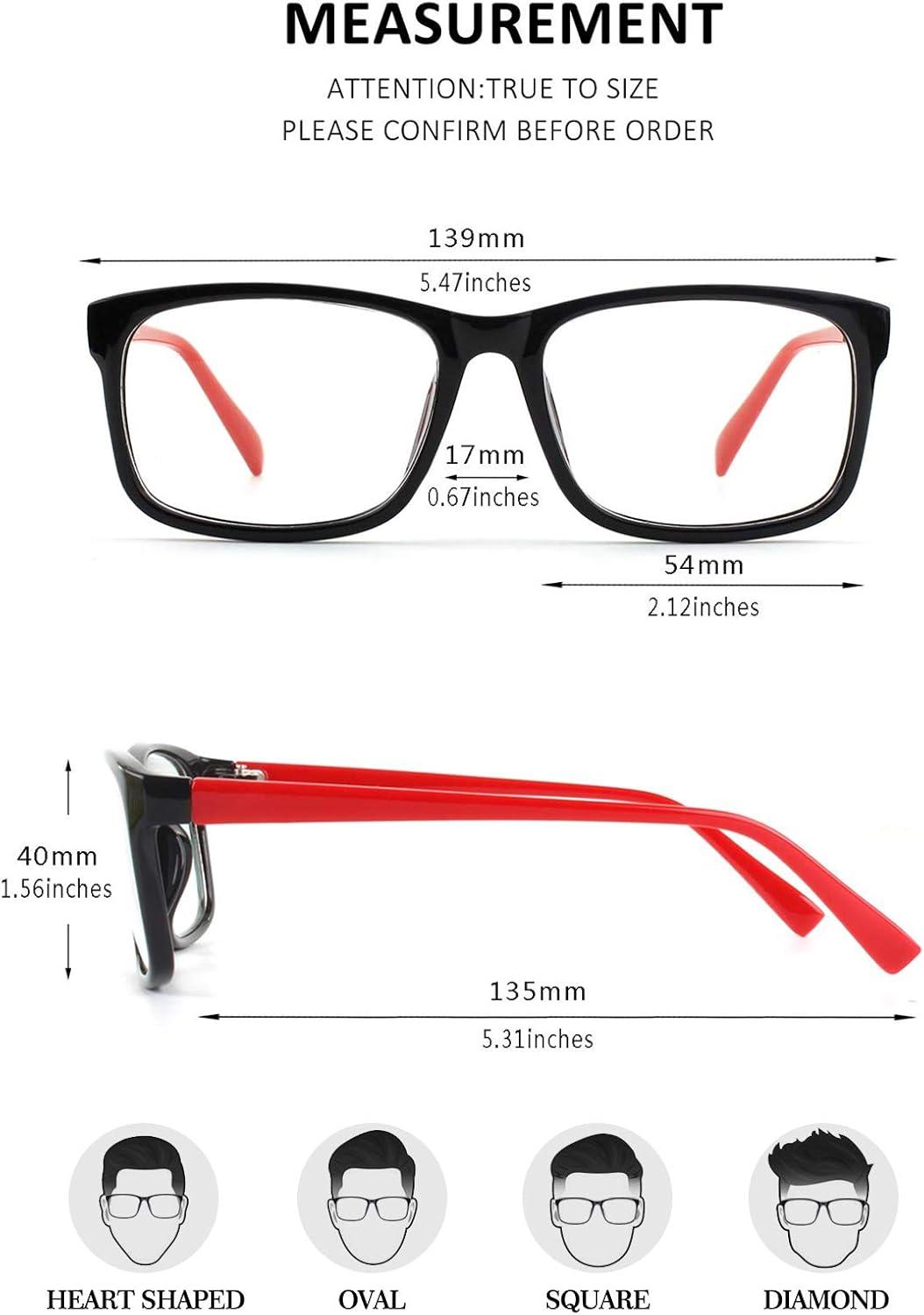 imageGQUEEN Montures de Lunettes Homme Femme Classique Transparente Rectangulaire Vintage Cadre Fausse Lunettes UV400Noir Rouge