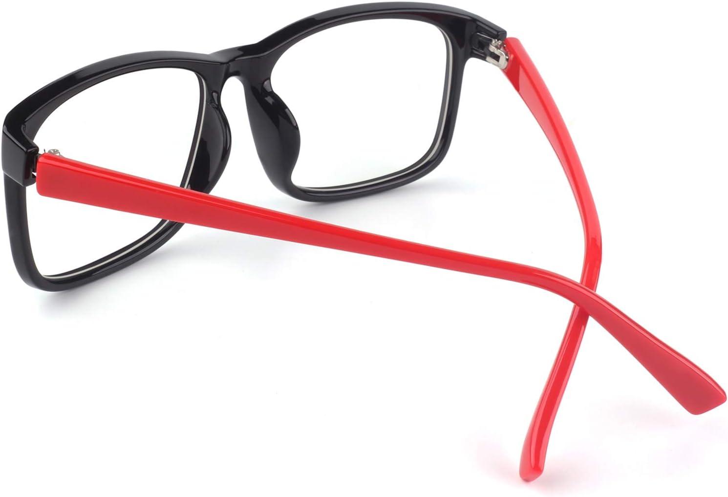 imageGQUEEN Montures de Lunettes Homme Femme Classique Transparente Rectangulaire Vintage Cadre Fausse Lunettes UV400Noir Rouge
