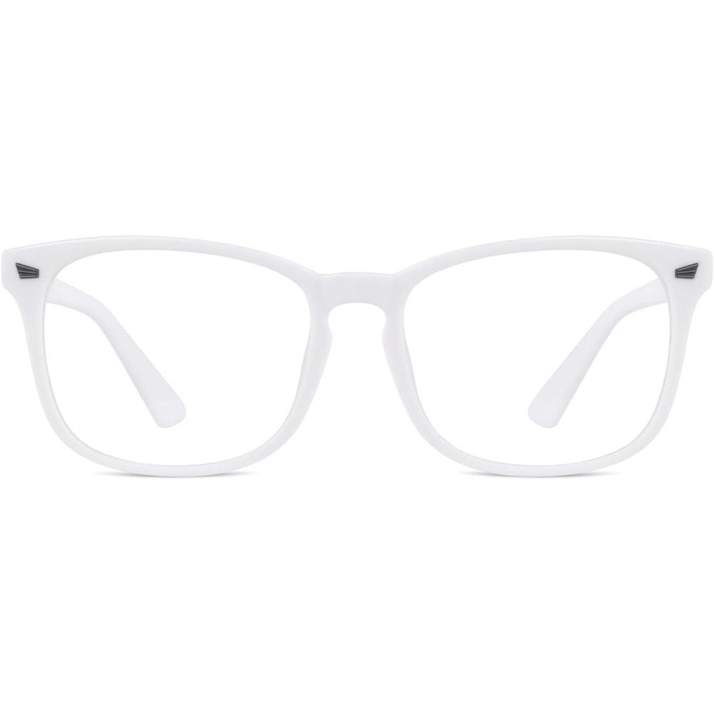 imageGQUEEN Lunettes de Vue Femme et Homme Transparente Vintage Grand Carr Monture Surdimensionn Fausse Mode Lunettes PE2Blanc Mat