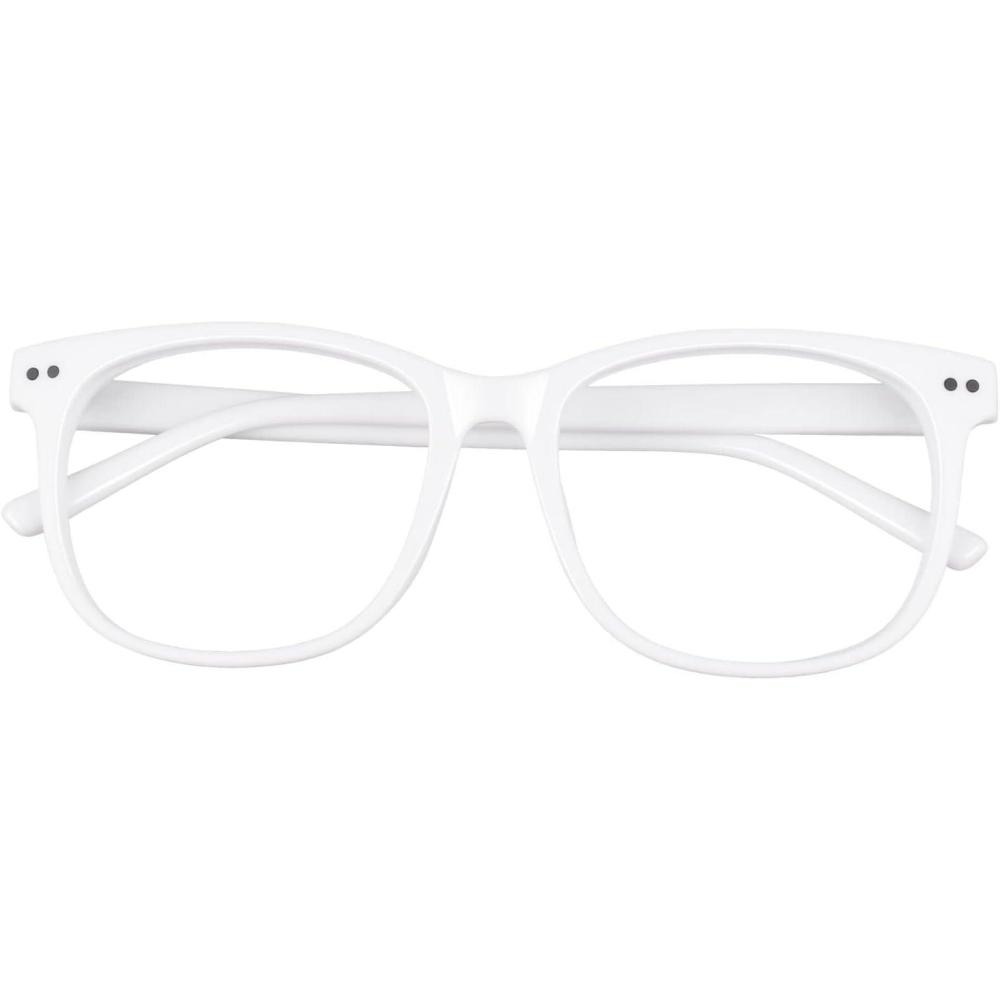 imageGQUEEN Lunettes de Vue Femme et Homme Transparente Vintage Mode Grand Carr Monture PE1Blanc Mat