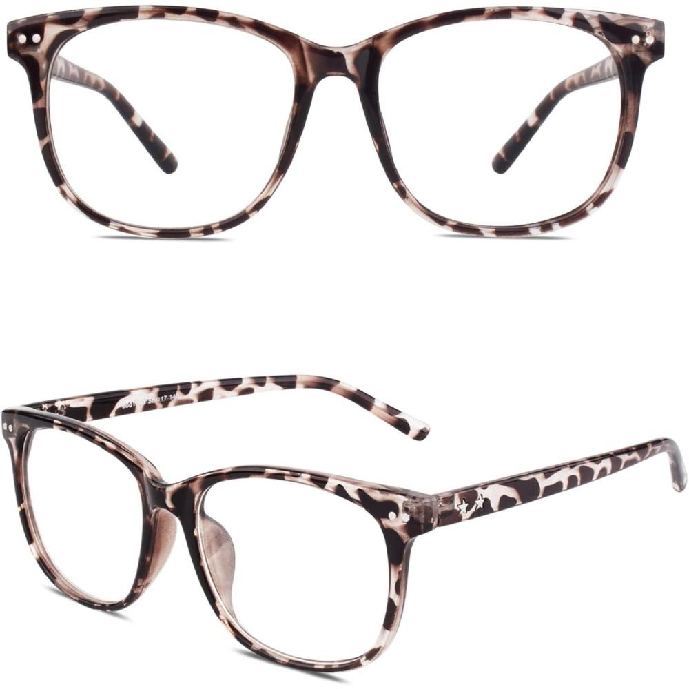 imageGQUEEN Lunettes de Vue Femme et Homme Transparente Vintage Mode Grand Carr Monture PE1Tortoise
