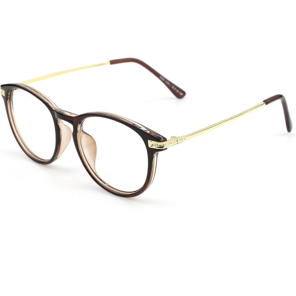 imageGQUEEN Montures Lunettes de Vue Homme Femme Retro Ronde en Mtal Temple Horn Fausse Lunettes UV400 PN2