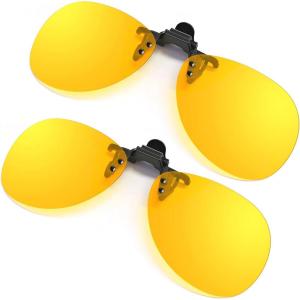 GQUEEN Deux Paires Clip Lunettes de Soleil Polarisées à lentilles Aviateur(Vision Nocturne * 2)
